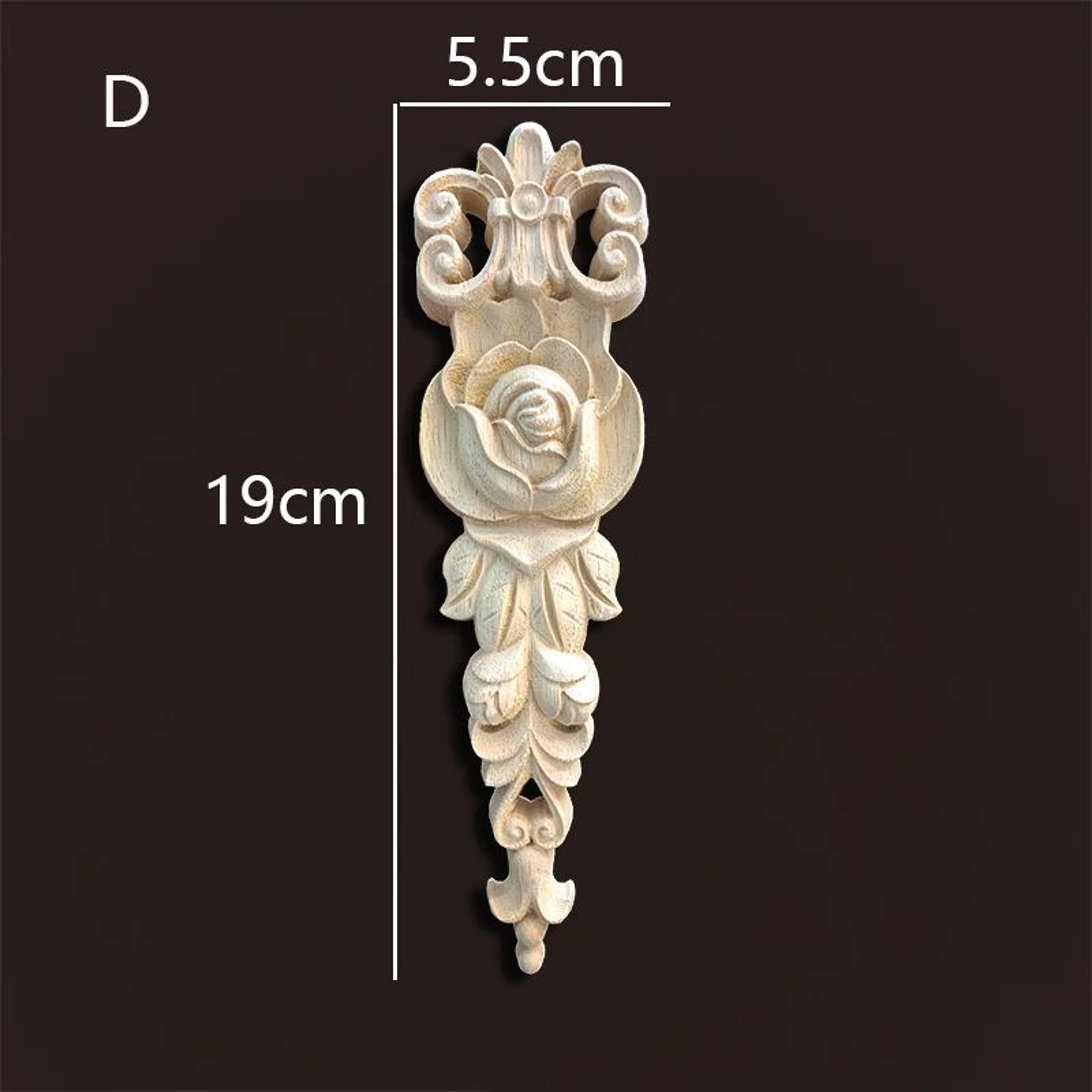 Vintage Rose Wood Carving Appliques  Decorative Onlays For Furniture  Antique Home Decor 7