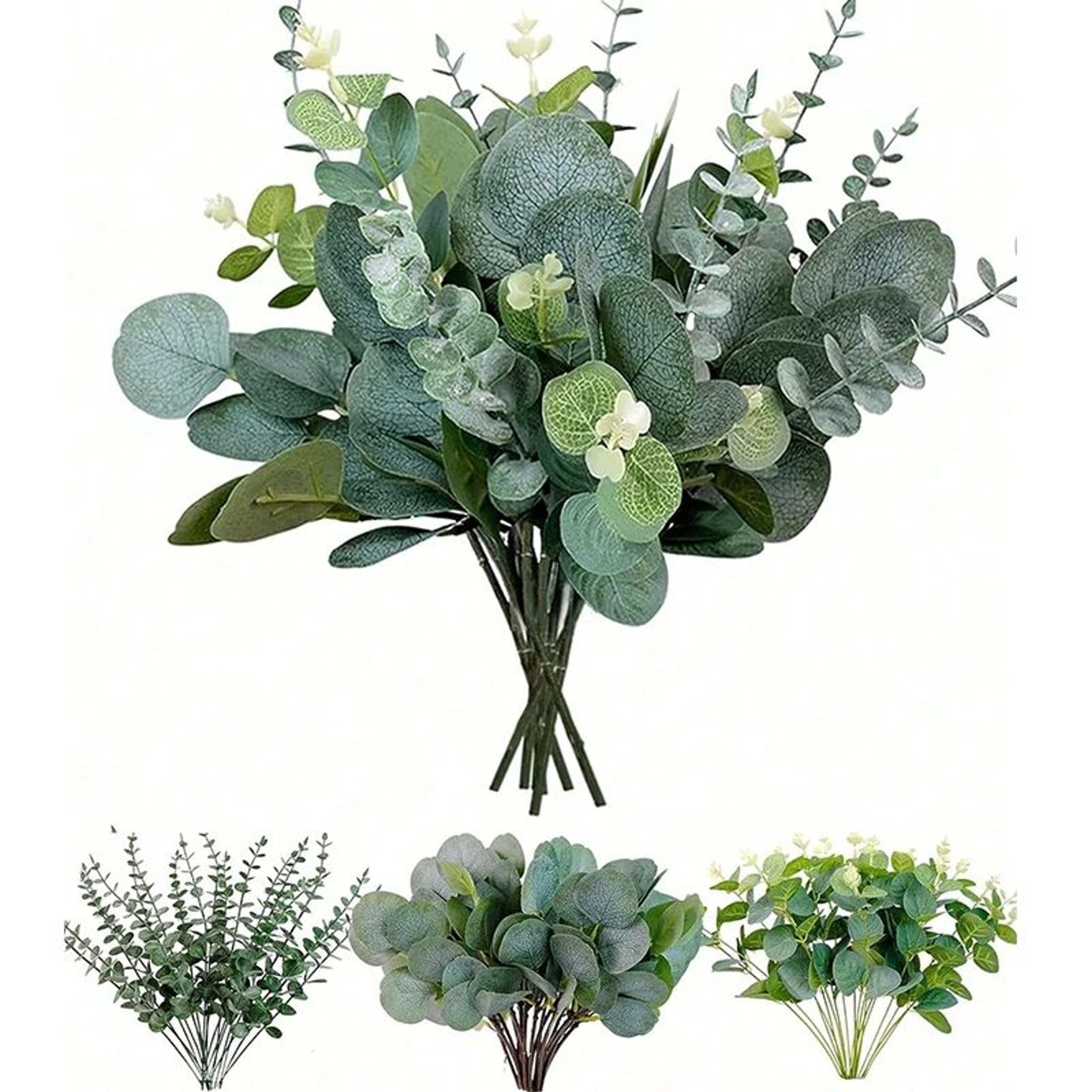 Artificial Eucalyptus Bouquet Set  369pcs Faux Greenery Stems For Home Wedding  Vase Decor 3