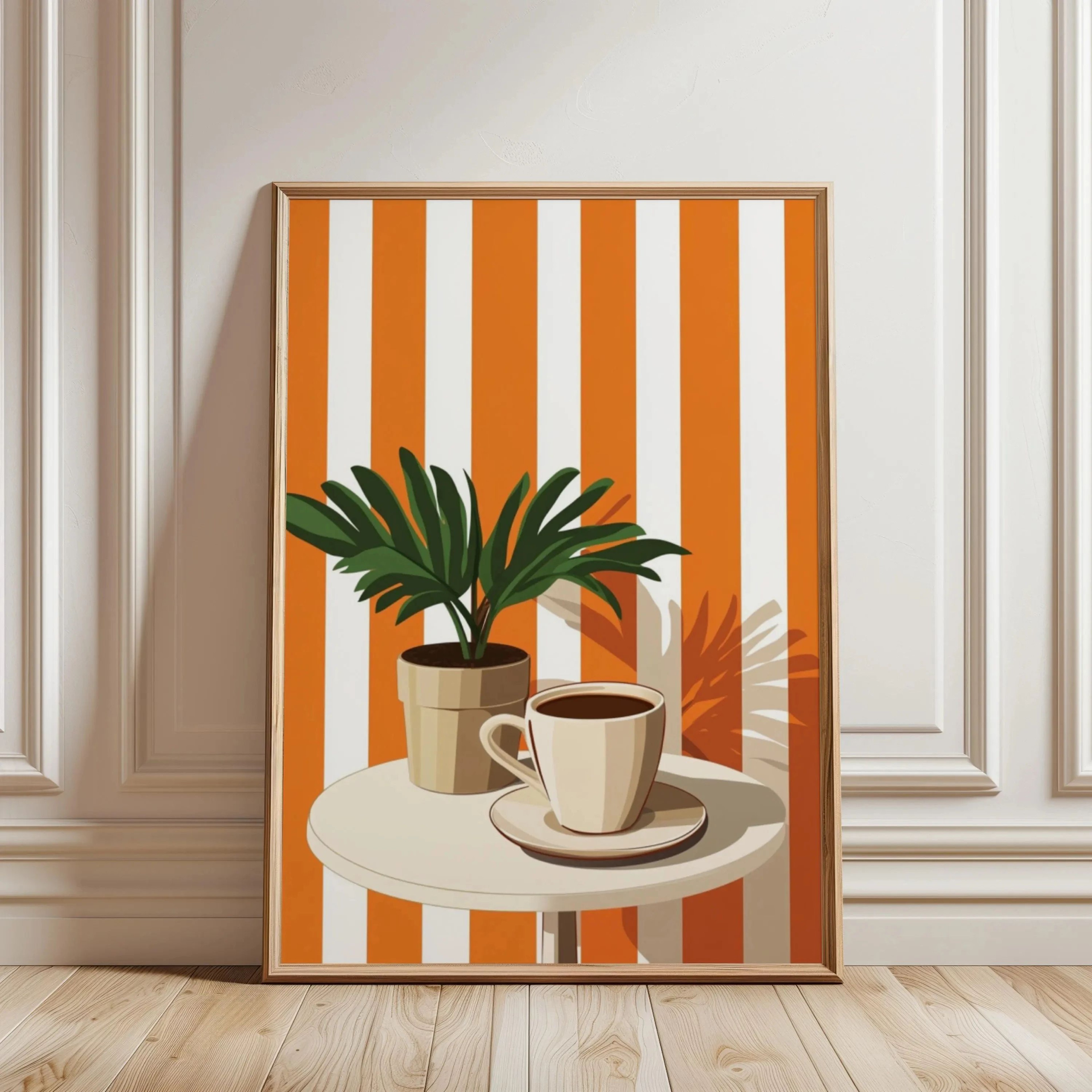 Retro Coffee Stripe Canvas Poster  Minimalist Kitchen Wall Art For Cafe  Coffee Lover Decor 9