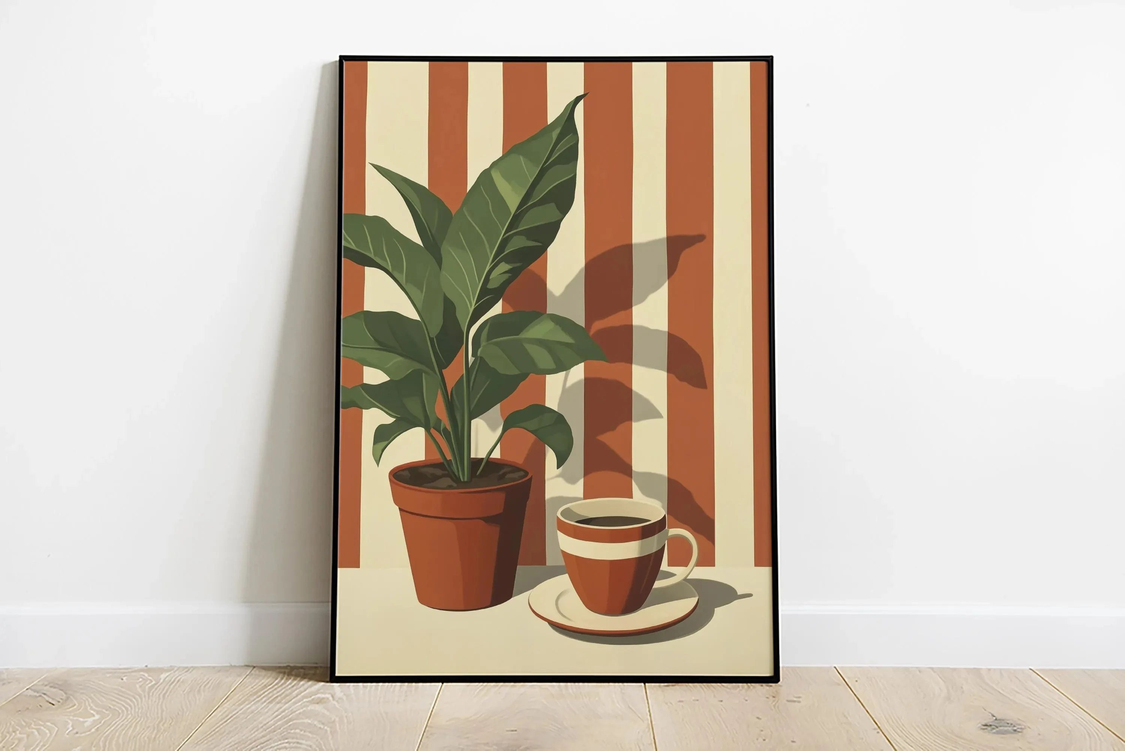 Retro Coffee Stripe Canvas Poster  Minimalist Kitchen Wall Art For Cafe  Coffee Lover Decor 17