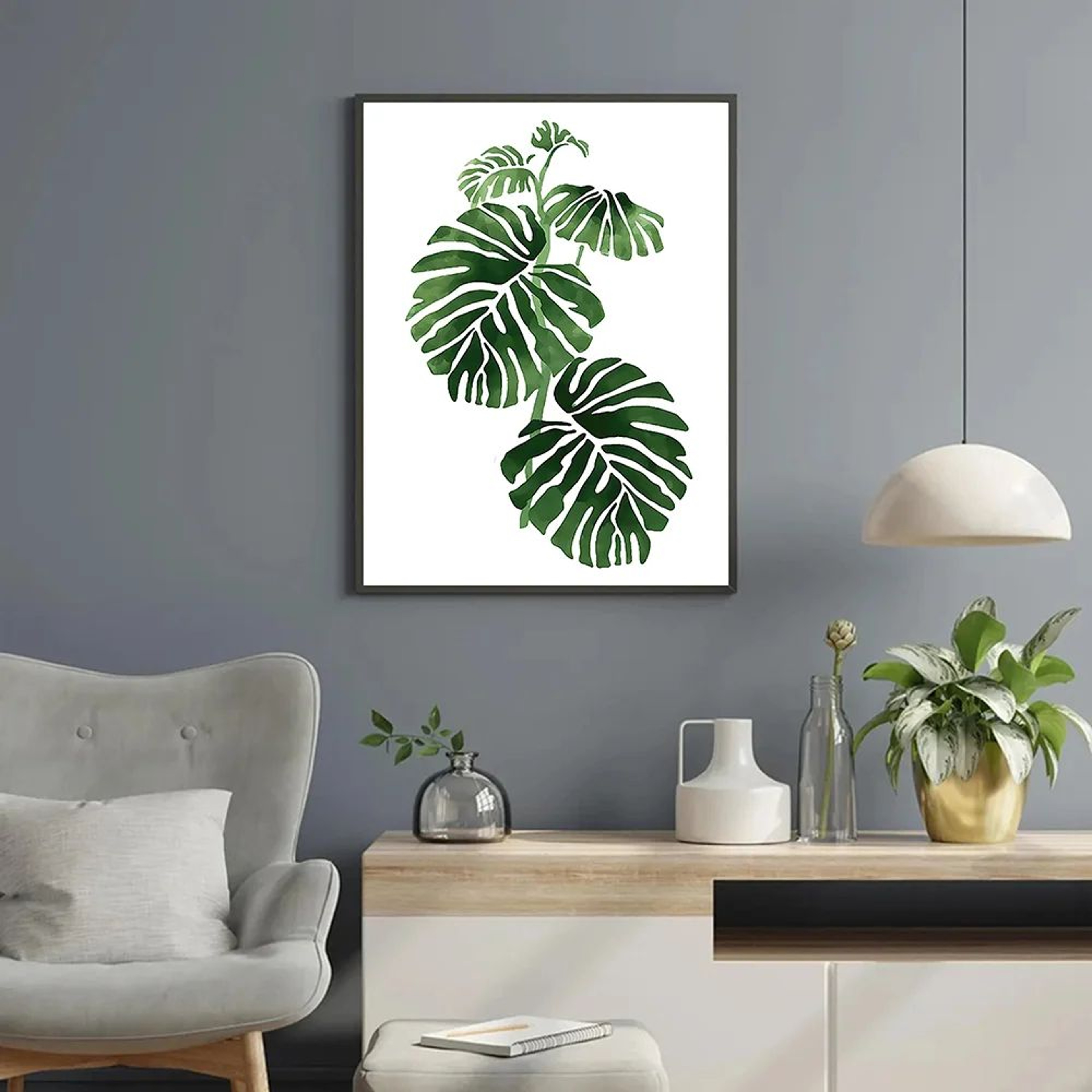 Nordic Botanical Canvas Wall Art  Monstera Fern  Banana Leaf Prints For Living Room  Bedroom Decor 4