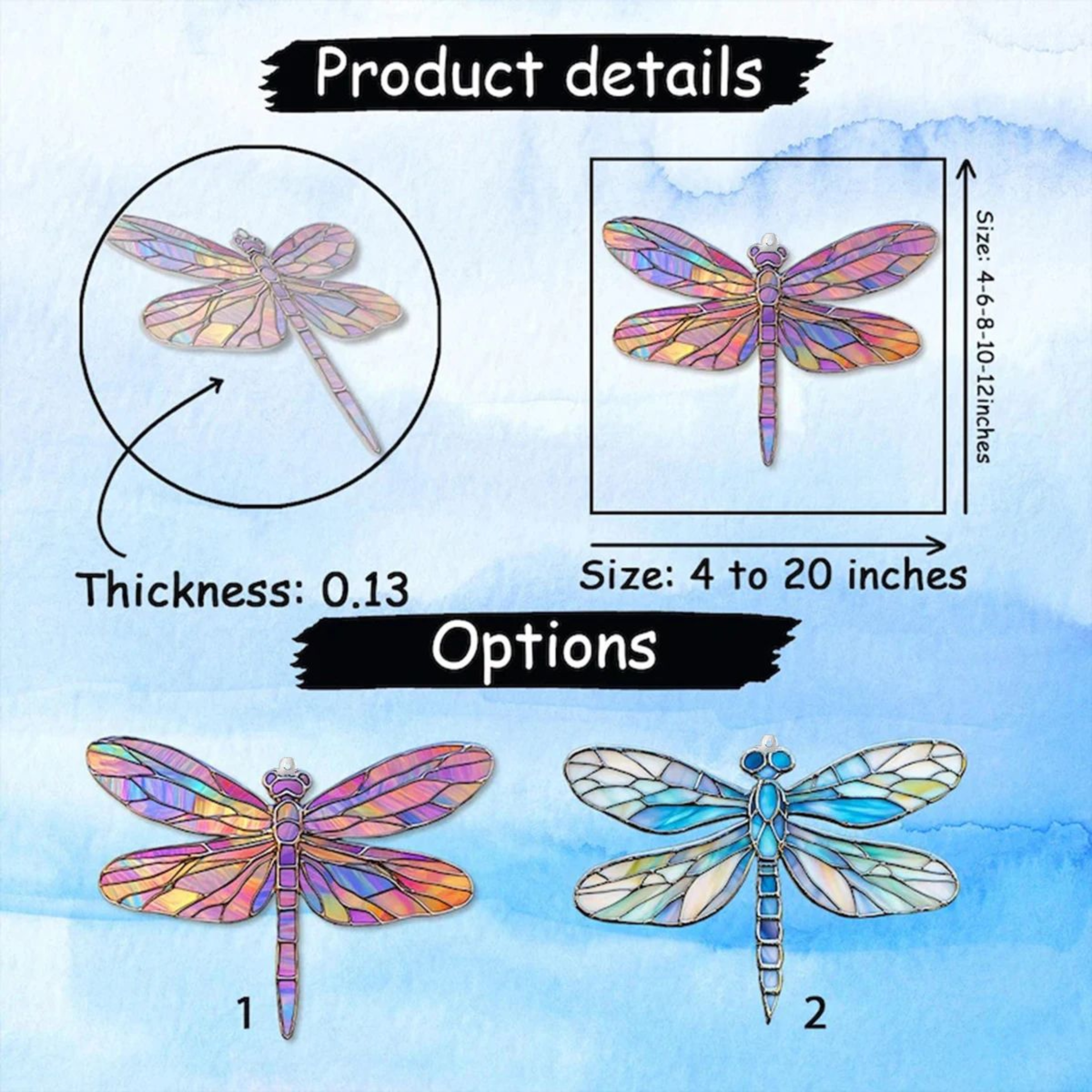 Colorful Dragonfly Acrylic Suncatcher  Hanging Window Decor For Garden Bedroom  Home 3
