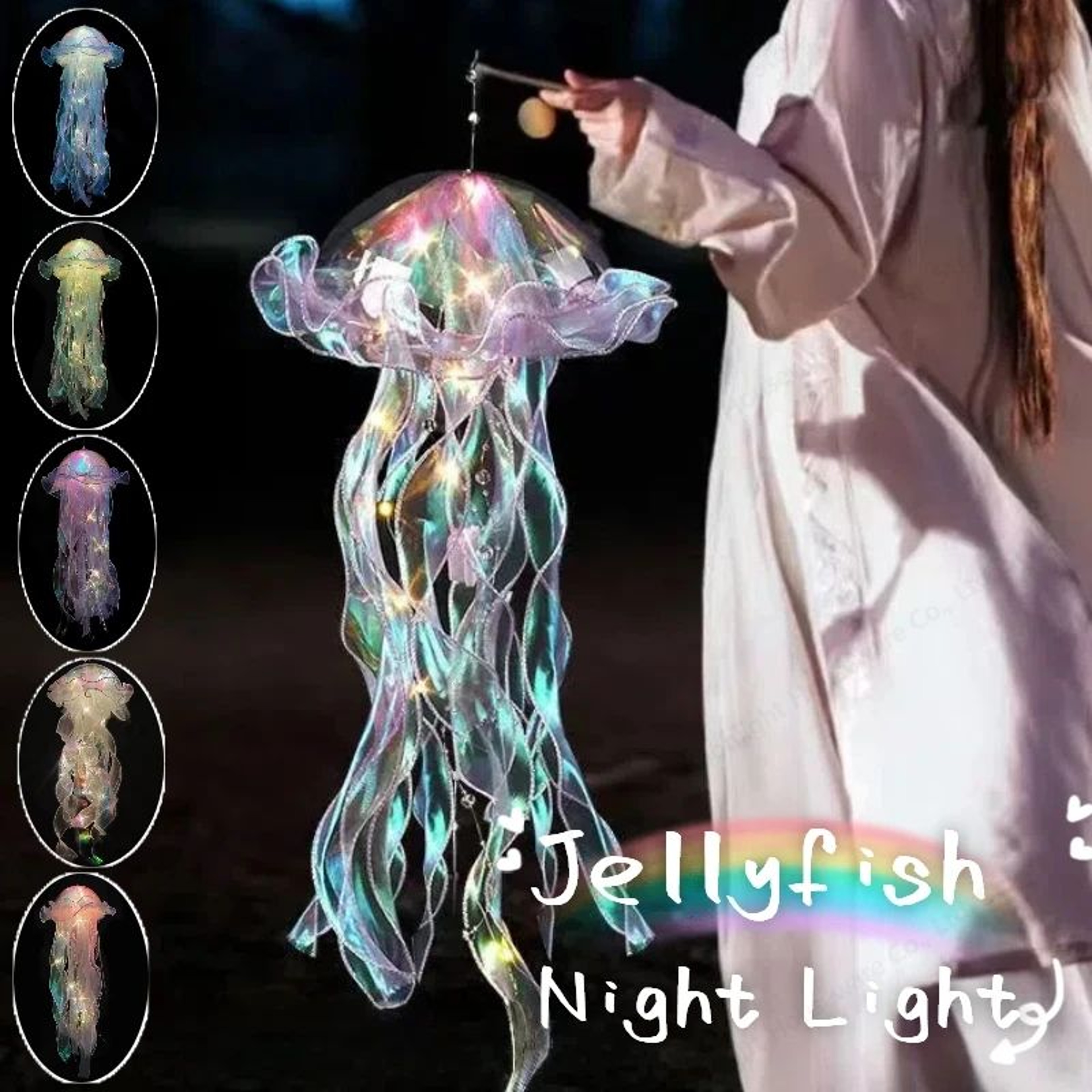 Colorful Jellyfish LED Pendant Light  Gradient Hanging Night Lamp For Indoor Garden  Festival Decor 1