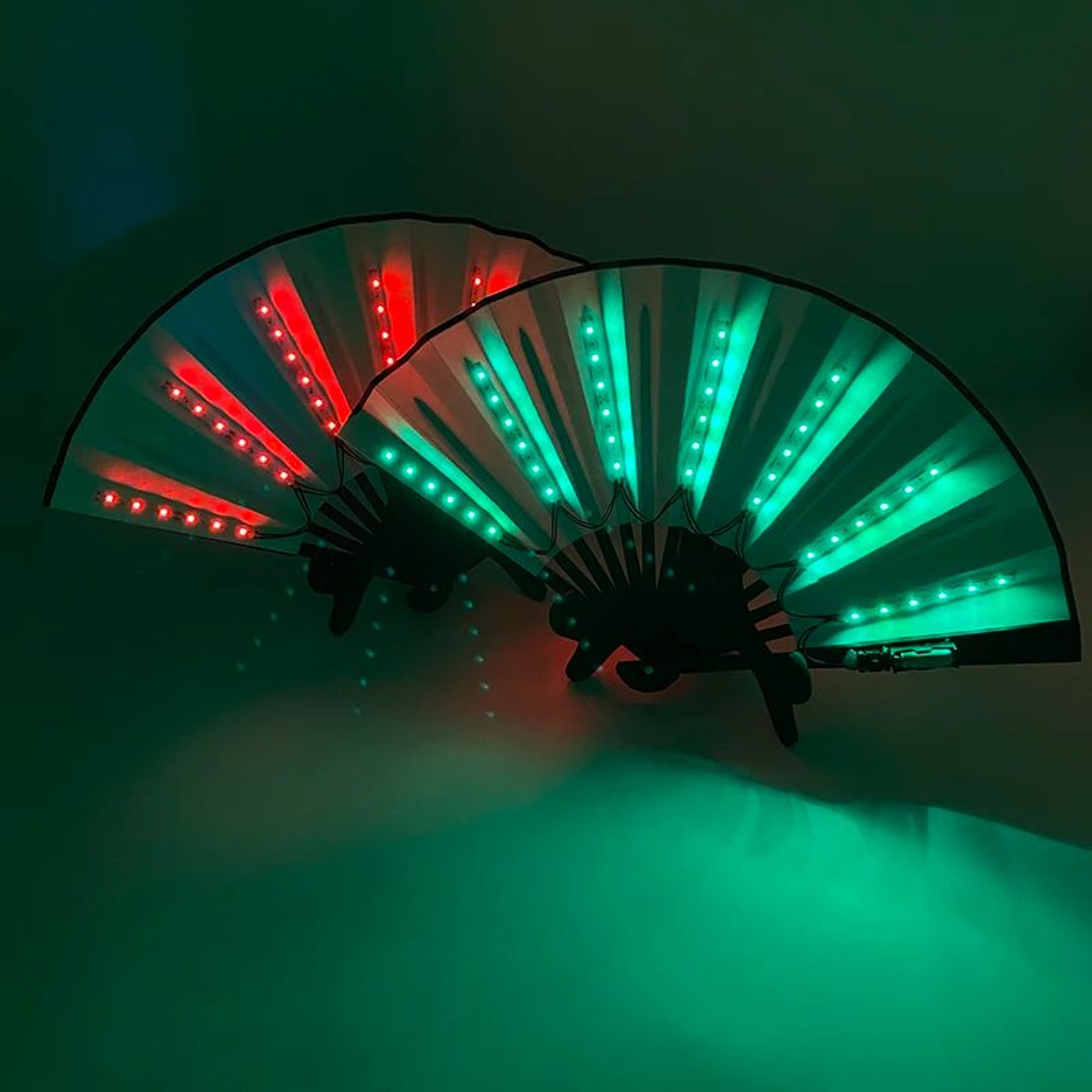 LED Neon Light Folding Fan  Glowing Rave Hand Fan For Party Festival  Performance Decor 2