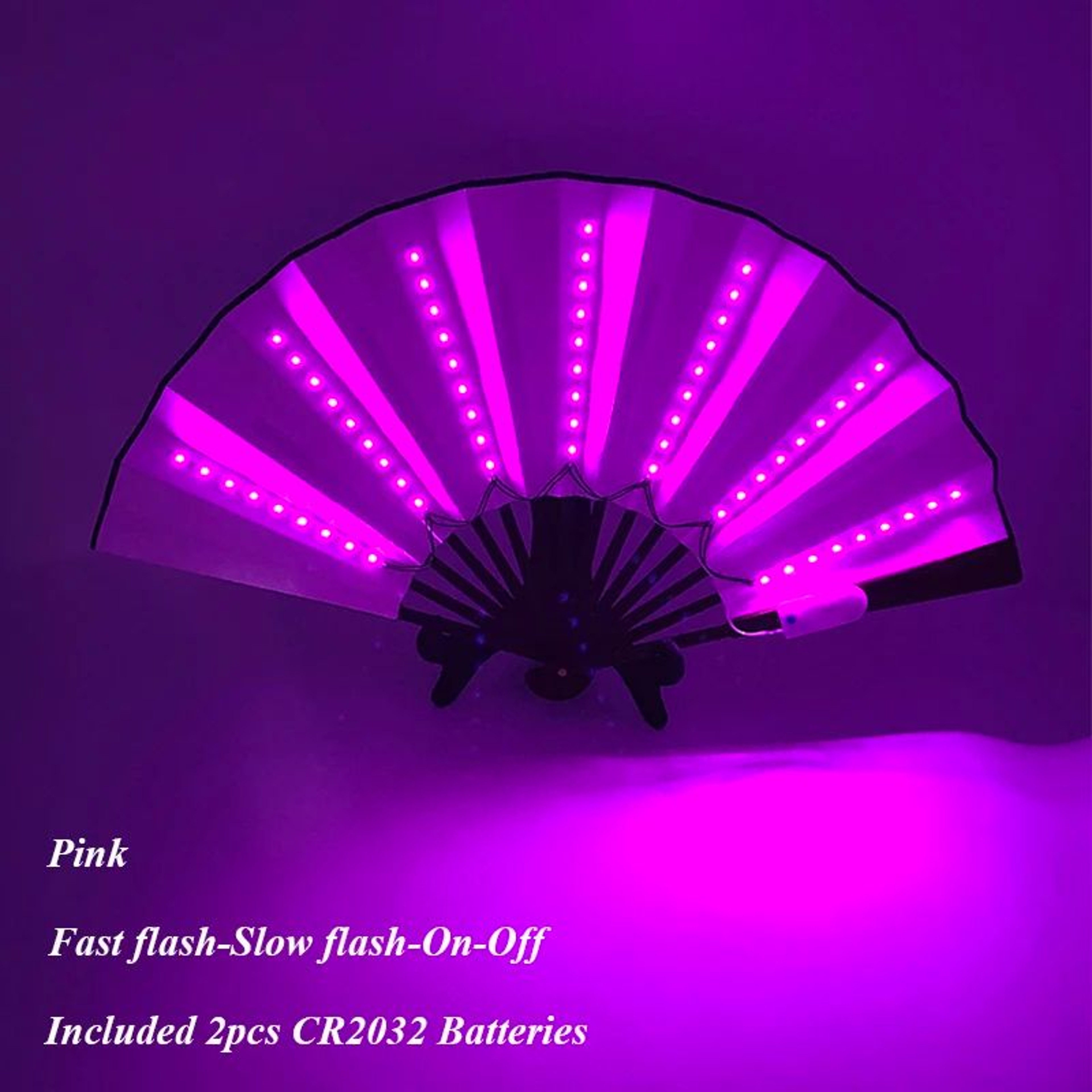 LED Neon Light Folding Fan  Glowing Rave Hand Fan For Party Festival  Performance Decor 14