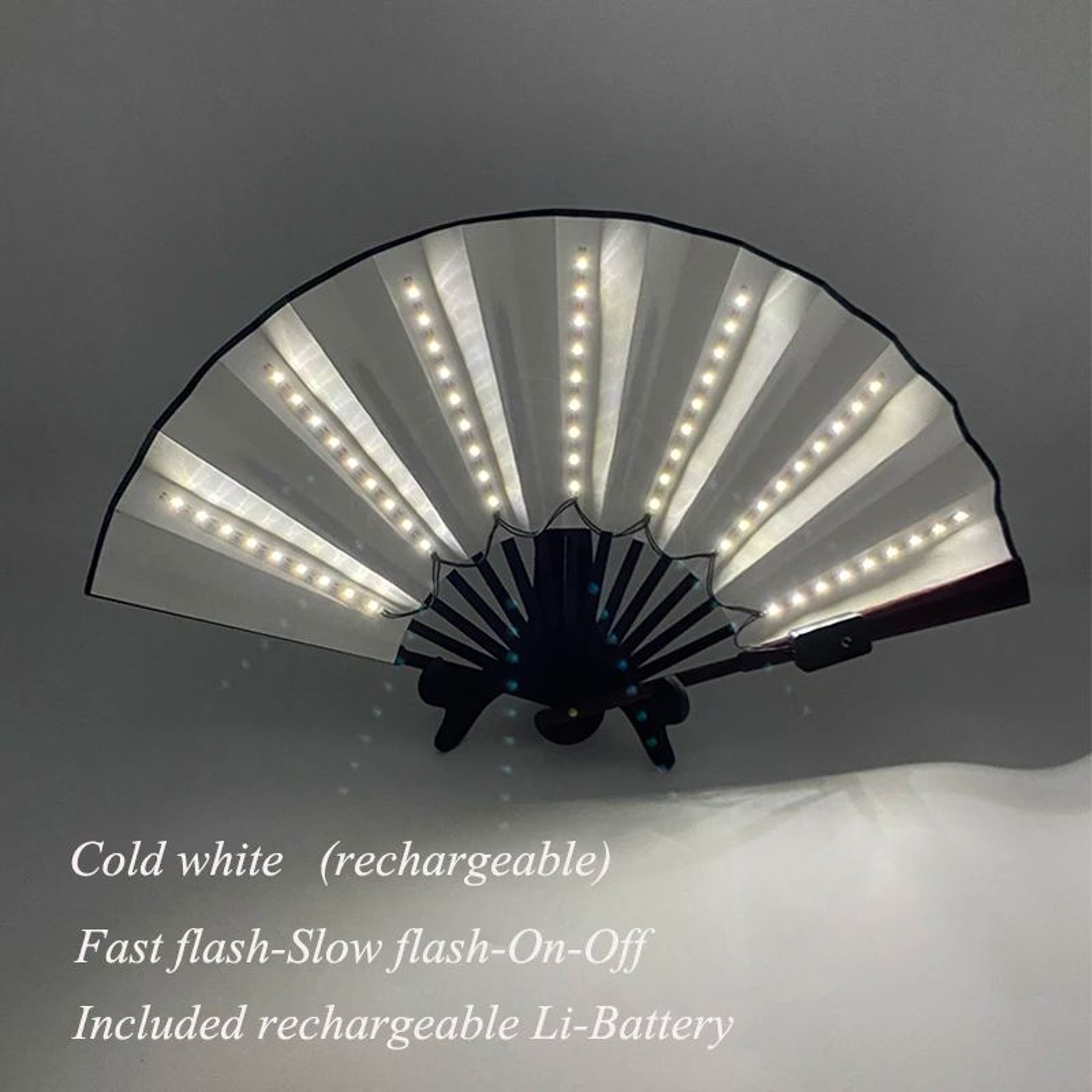 LED Neon Light Folding Fan  Glowing Rave Hand Fan For Party Festival  Performance Decor 26