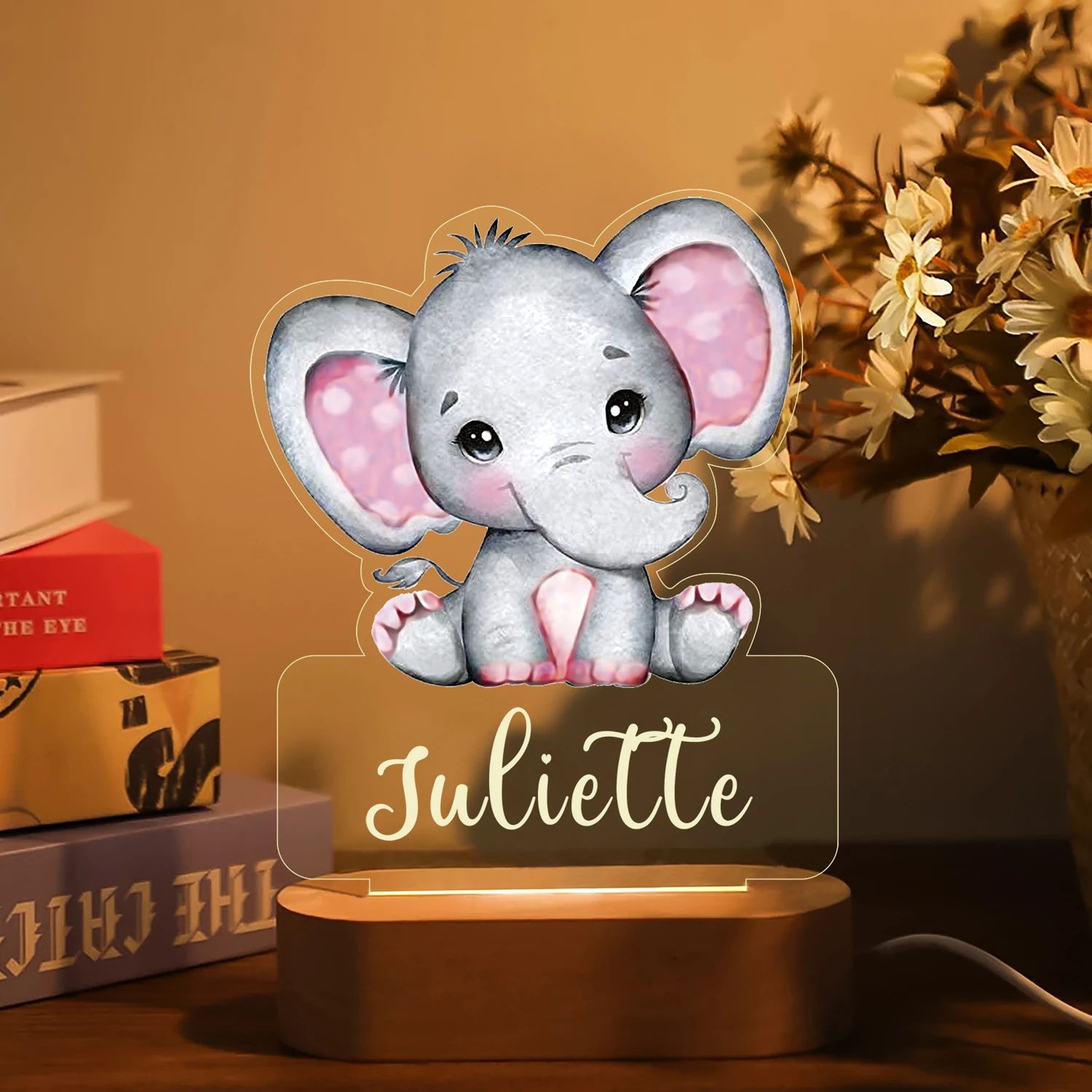 Personalized Animal LED Night Light  Custom Name Acrylic Lamp For Kids Bedroom  Baby Gift 0
