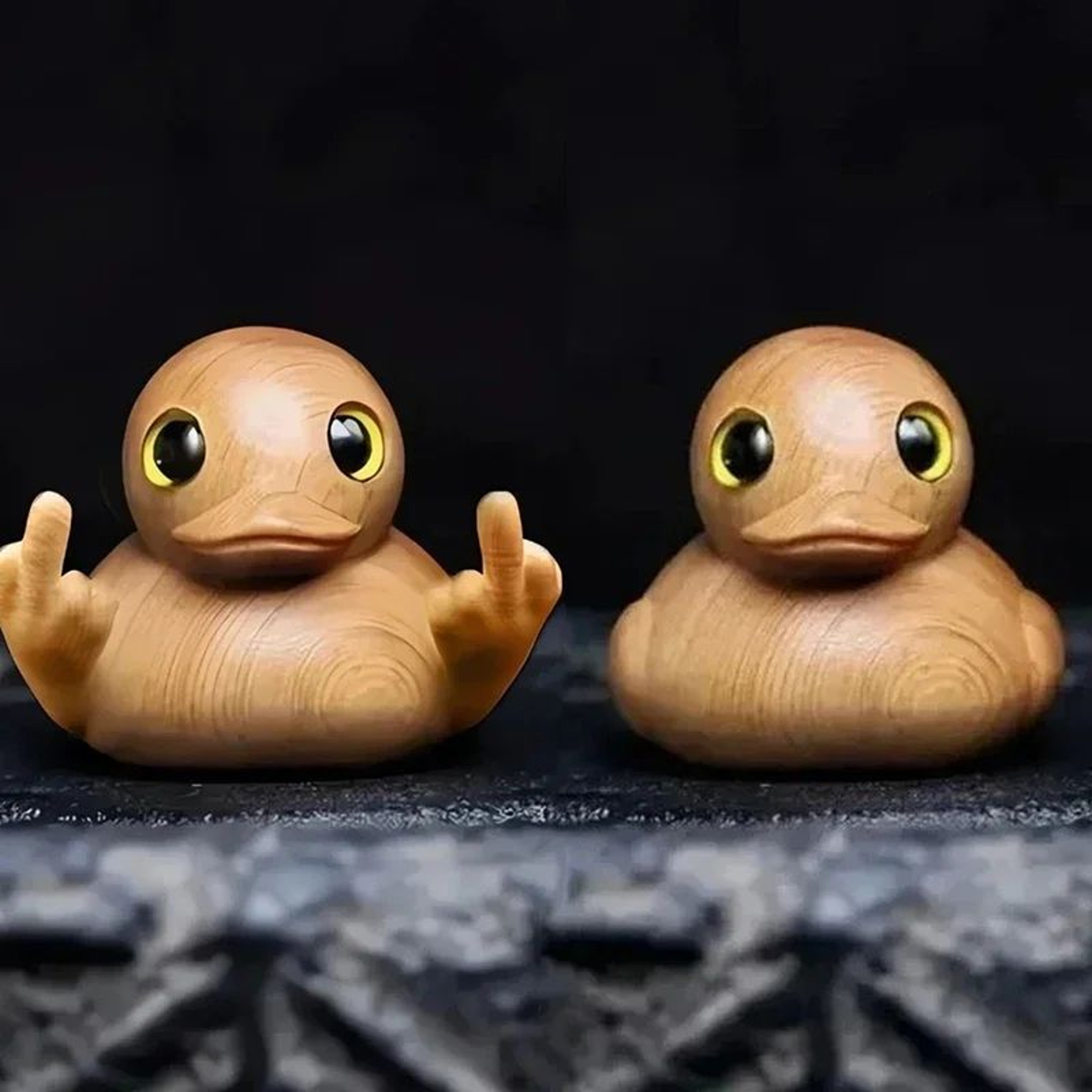 Funny Middle Finger Duck Wooden Figurine  Cheeky Mini Desk Decor  Humorous Gift Statue 3