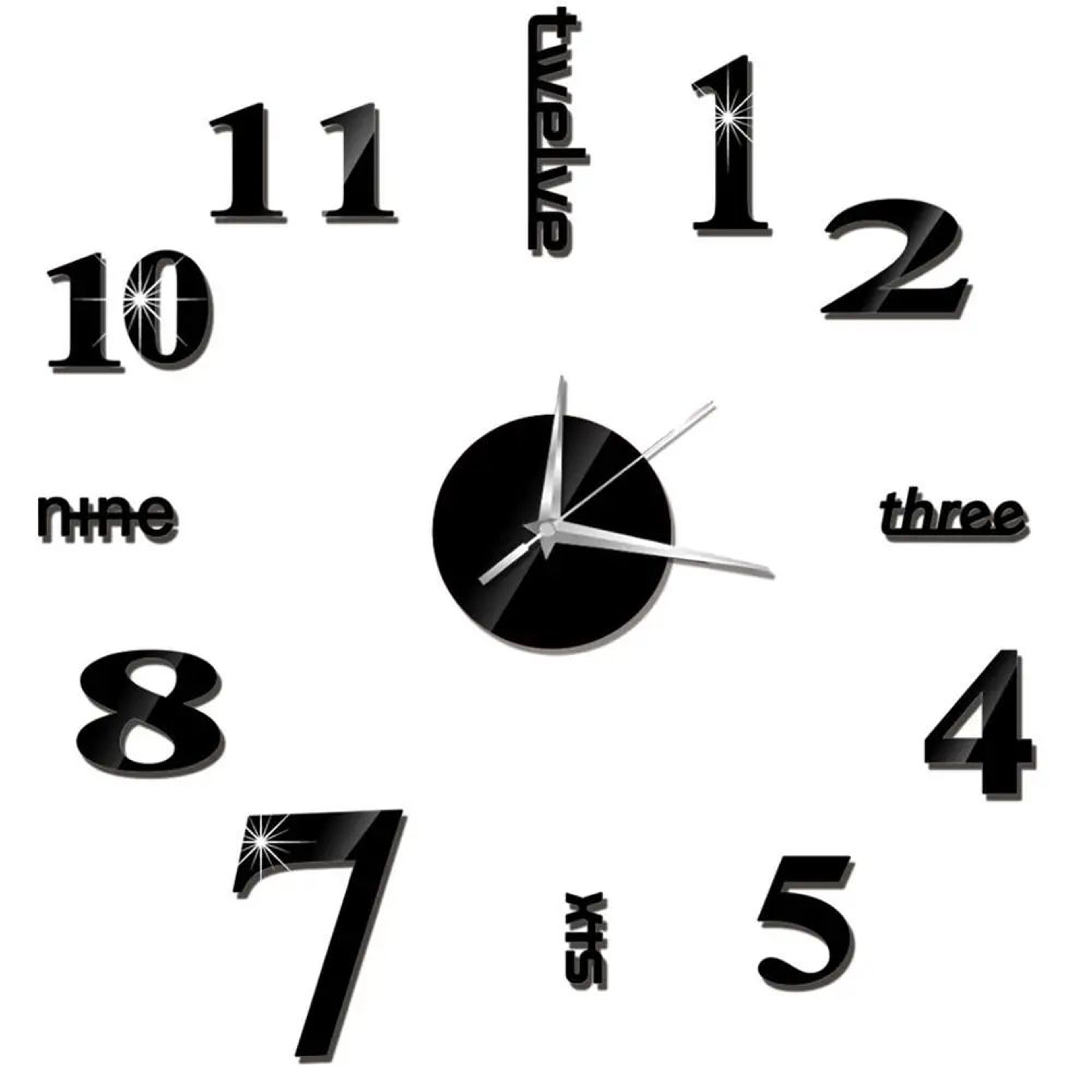 Frameless Mirror Wall Clock Sticker  DIY 2D Quartz Decorative Clock For Living Room Home Decor 10