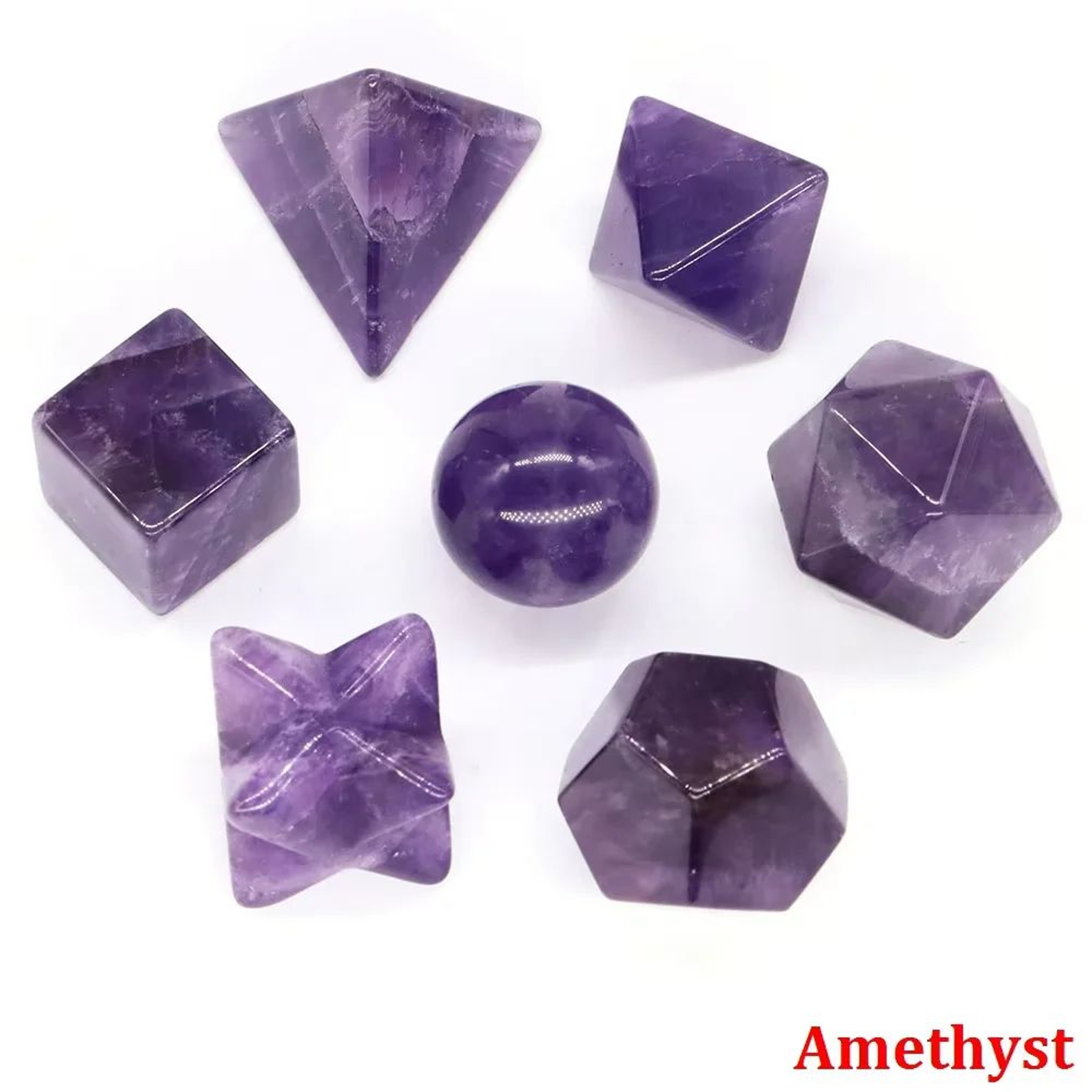 7Piece Platonic Solid Crystal Set  Natural Sacred Geometry Stones For Reiki Chakra Healing  Meditat 6