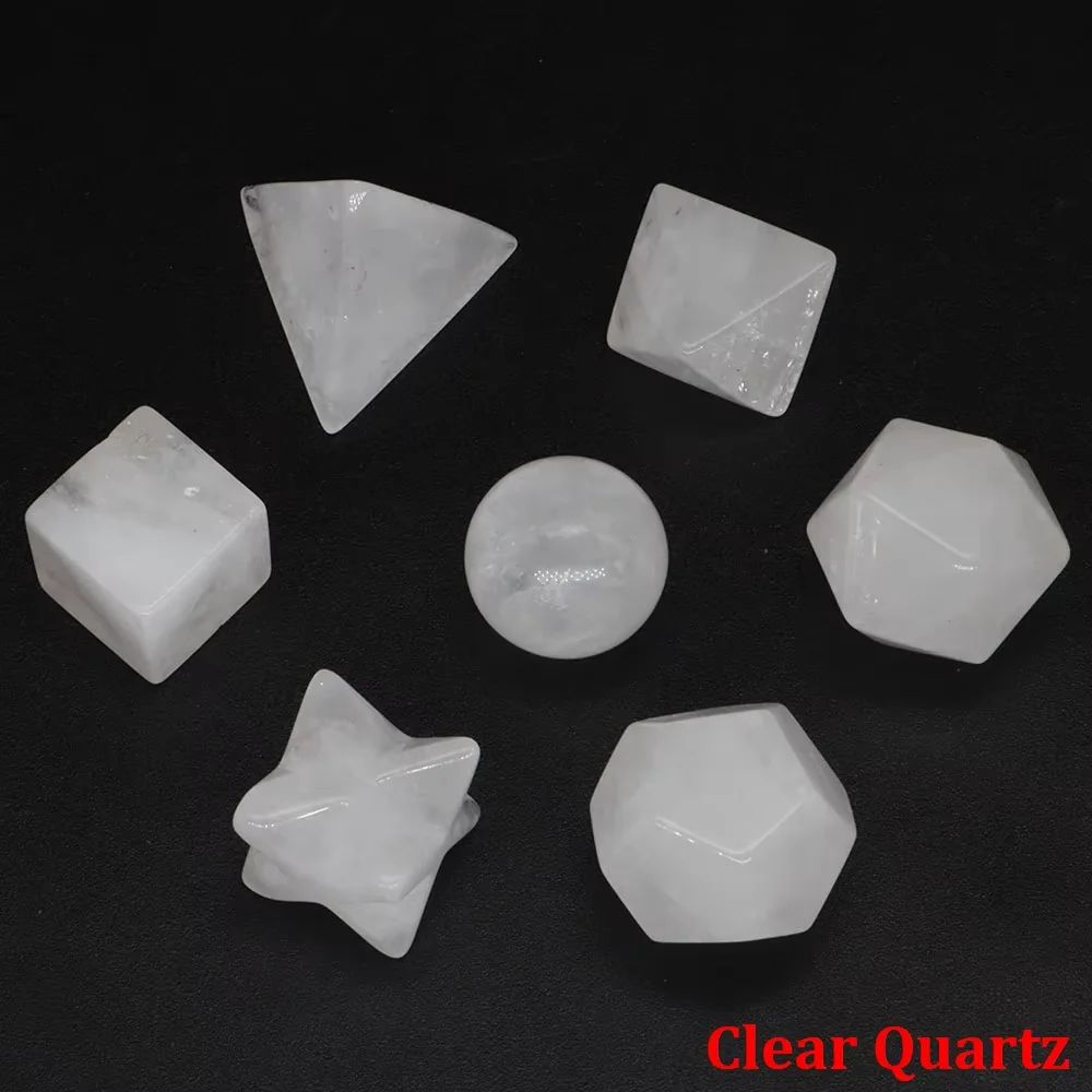 7Piece Platonic Solid Crystal Set  Natural Sacred Geometry Stones For Reiki Chakra Healing  Meditat 14