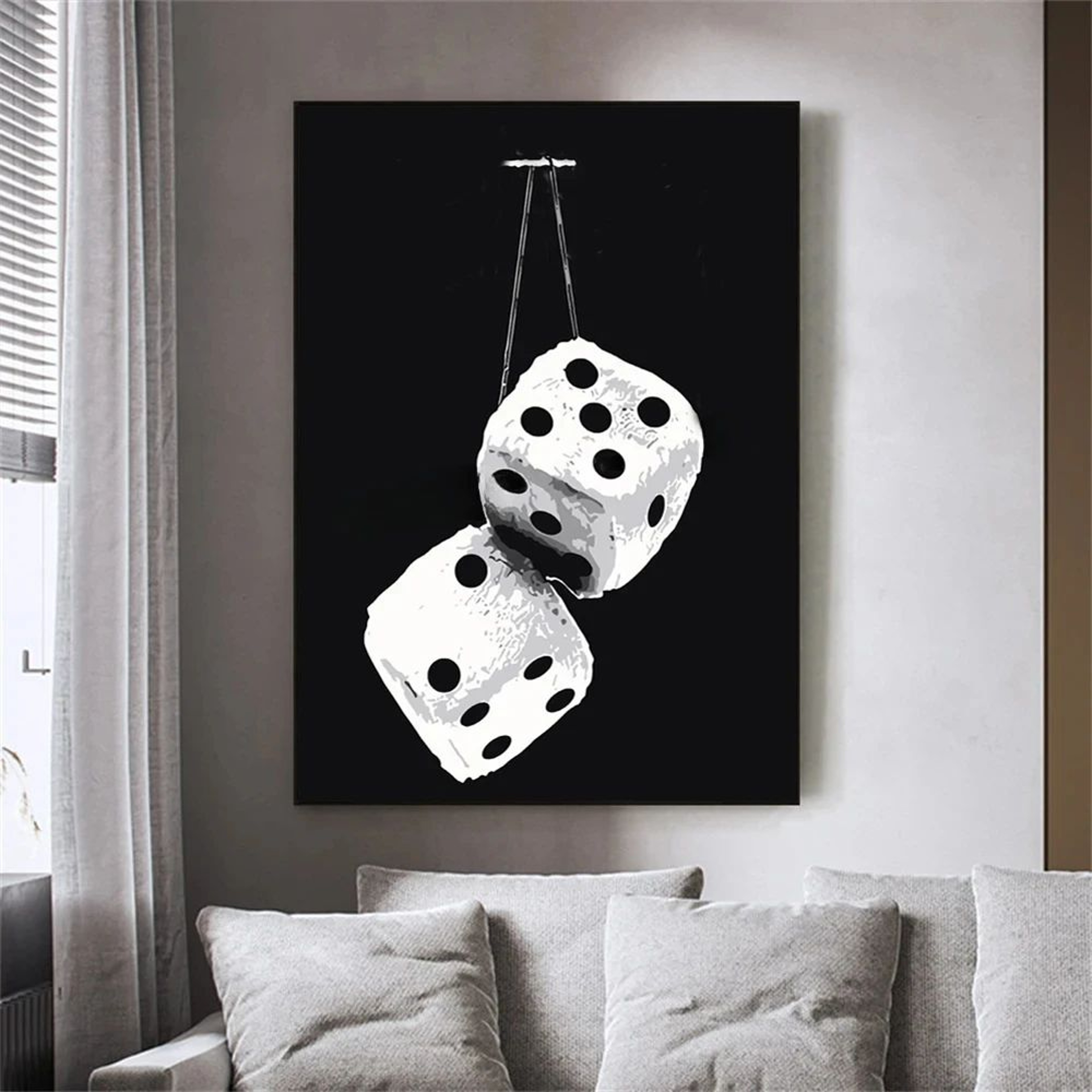 Black  White No8 Ball Canvas Wall Art  Billiards Club Theme Poster For Modern Home Decor 2