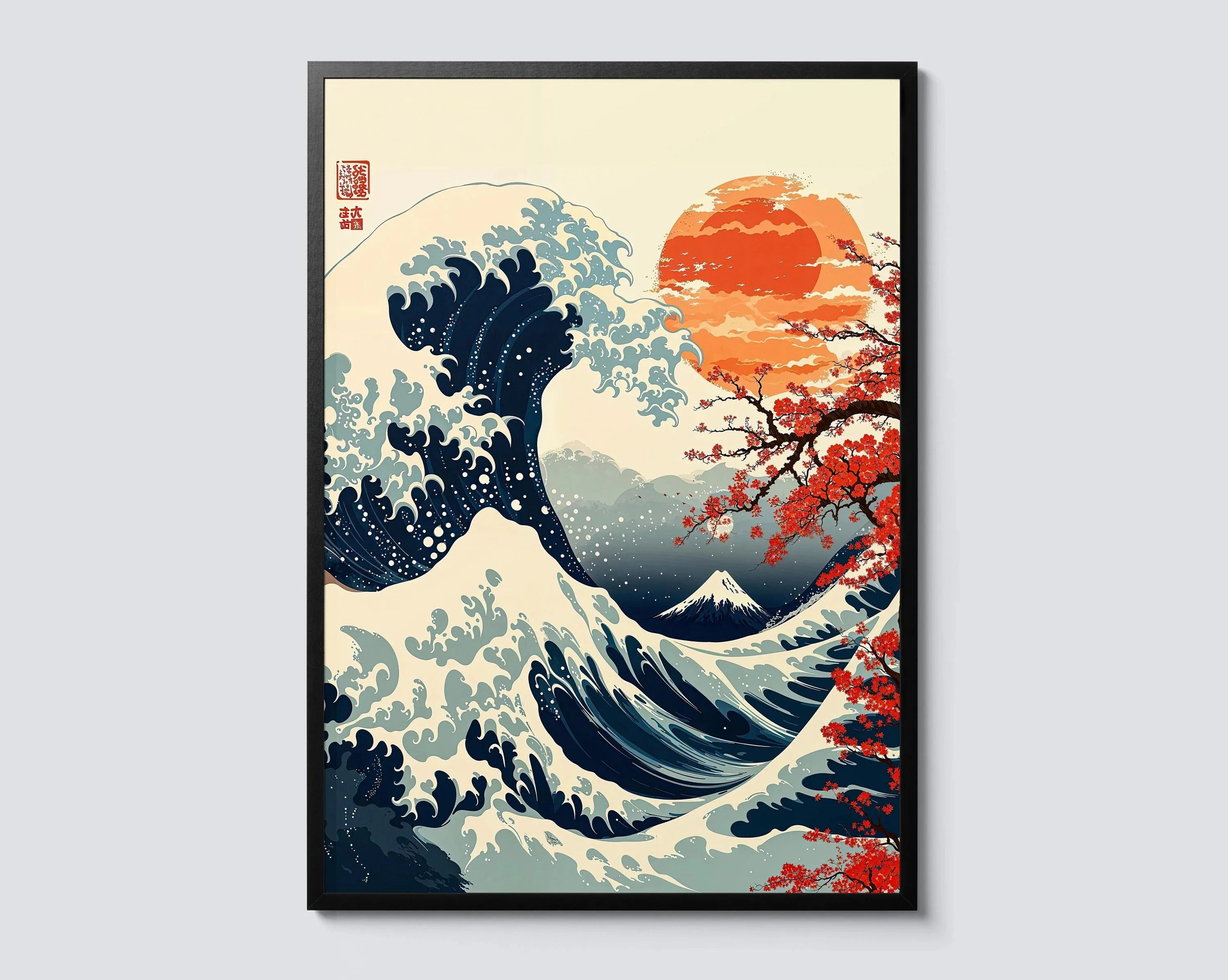 HokusaiInspired Mount Fuji Wave Canvas  Japanese Sunrise Landscape Wall Art For Modern Home Decor 9
