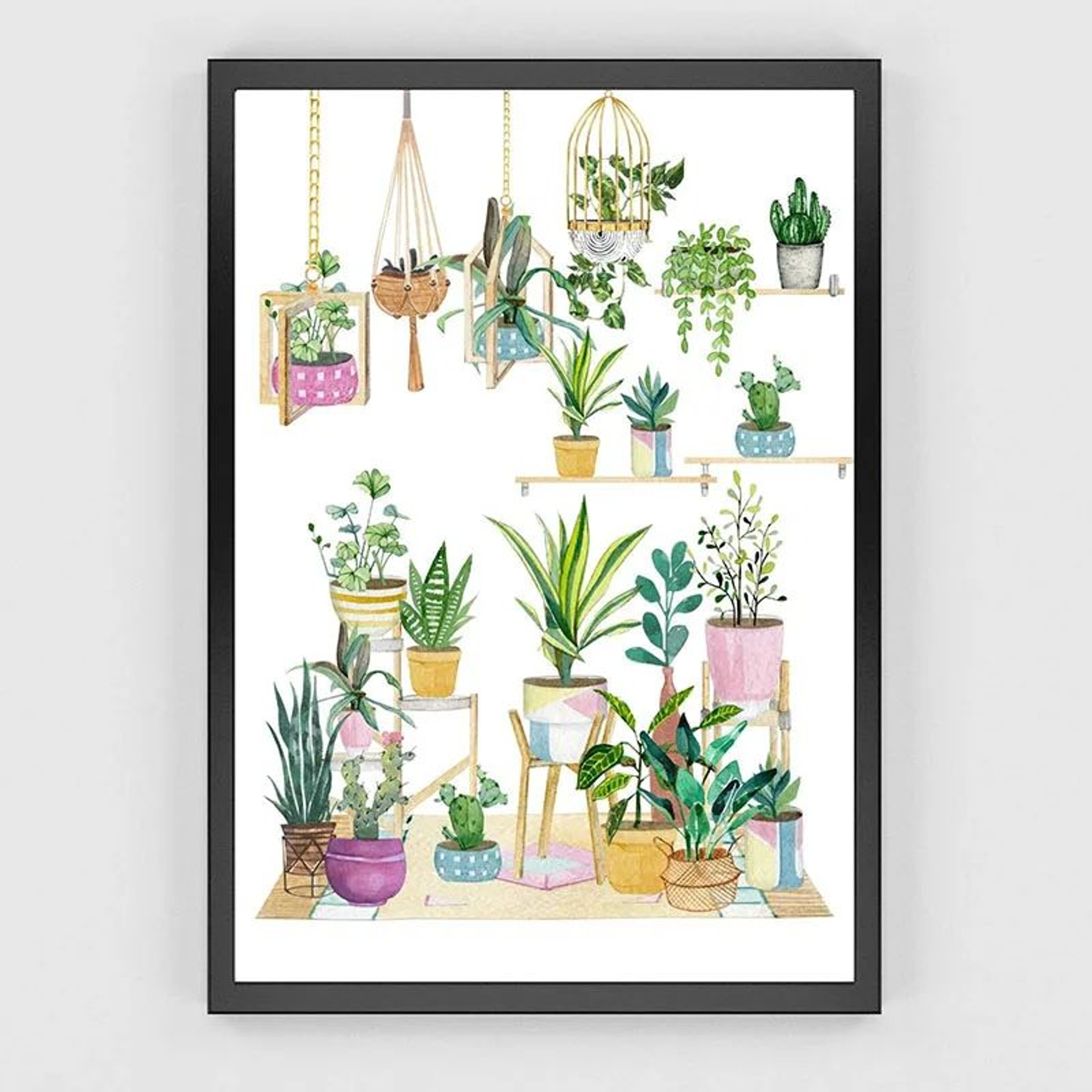 Green Botanical Leaves Canvas Wall Art  Calming Nature Houseplant Print 8