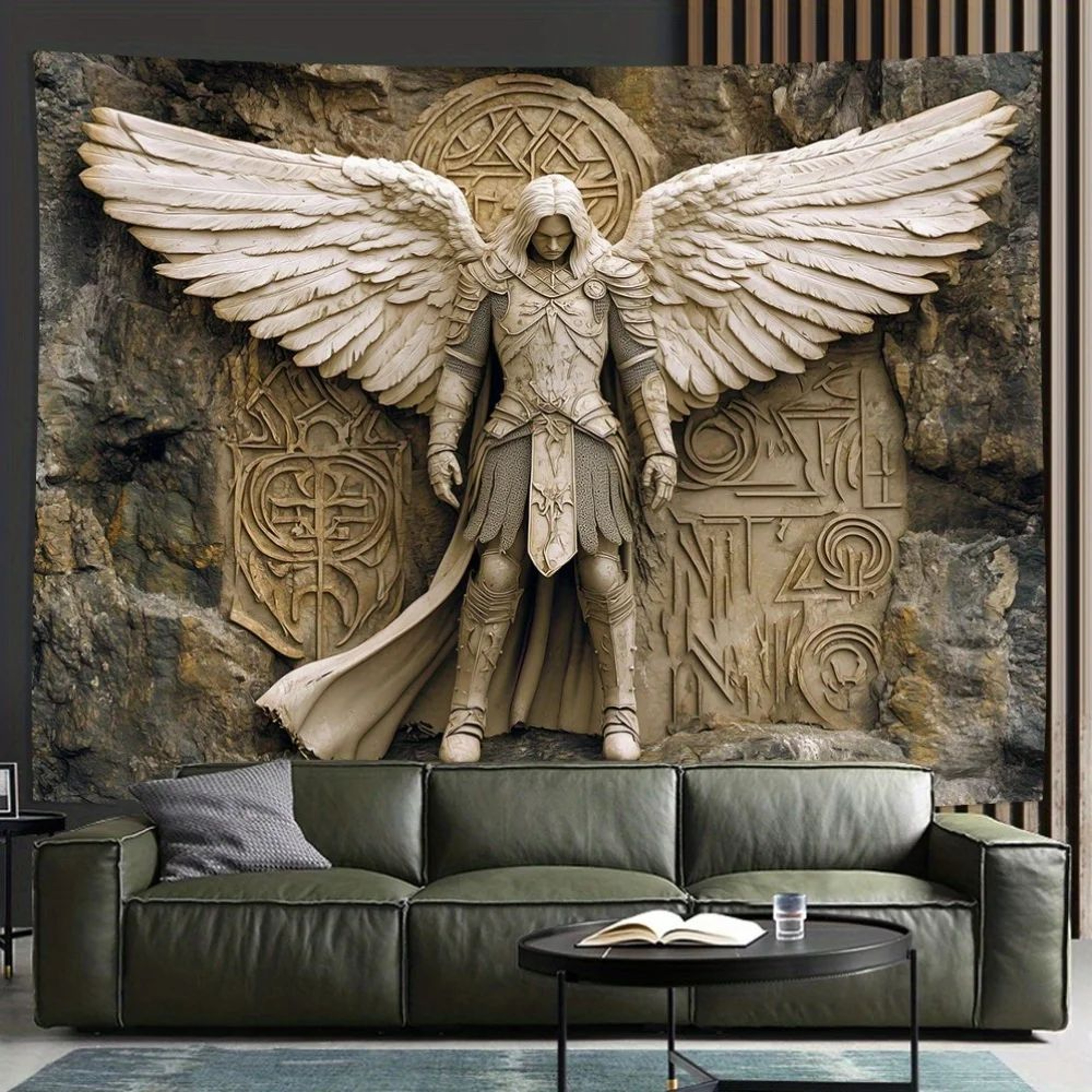 HeavenGlow 3D Angel Wall Tapestry  Glam Polyester Hanging Decor For Living Room Bedroom  Aesthetic  6