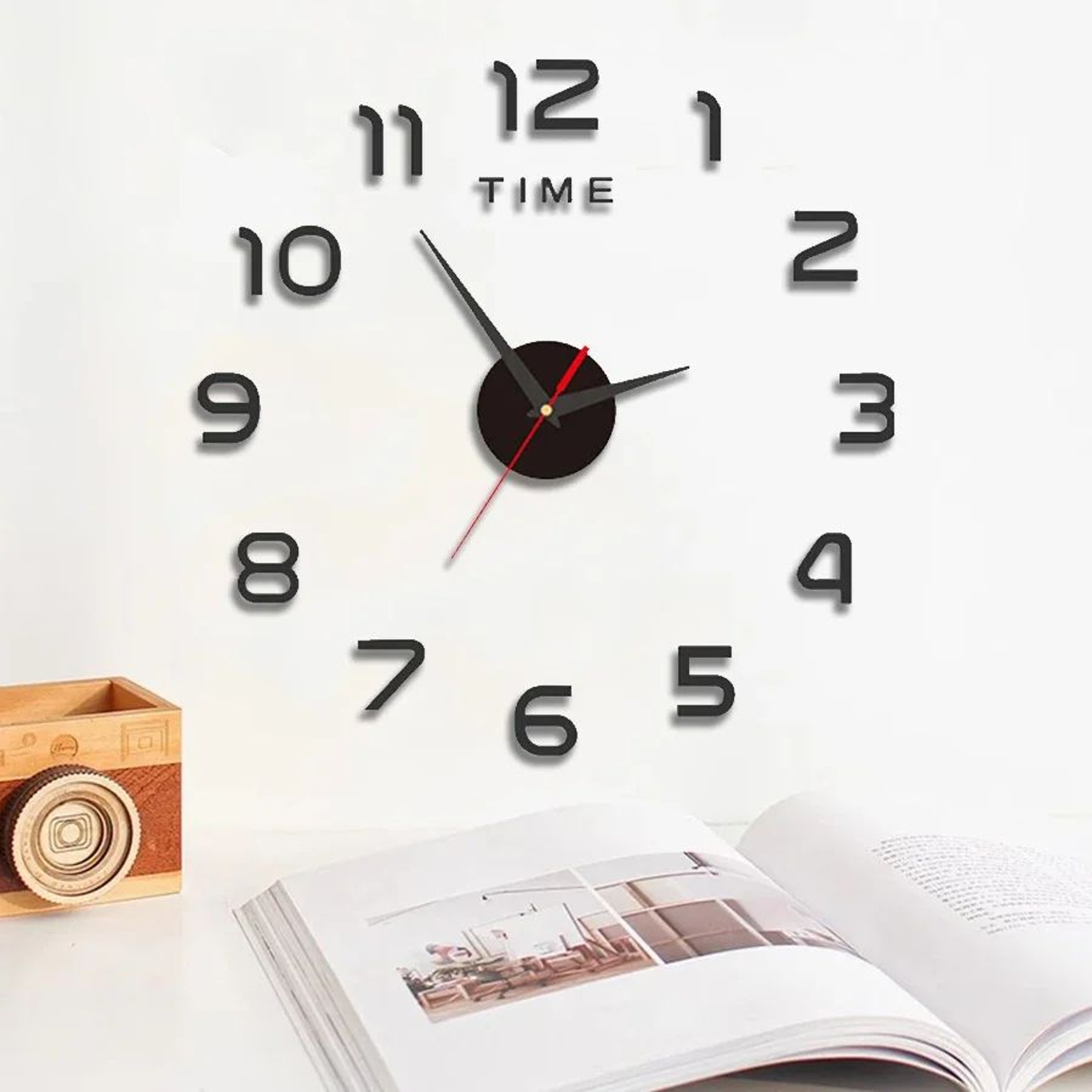 Large 3D DIY Wall Clock Sticker  Silent Modern PunchFree Home Decor 0