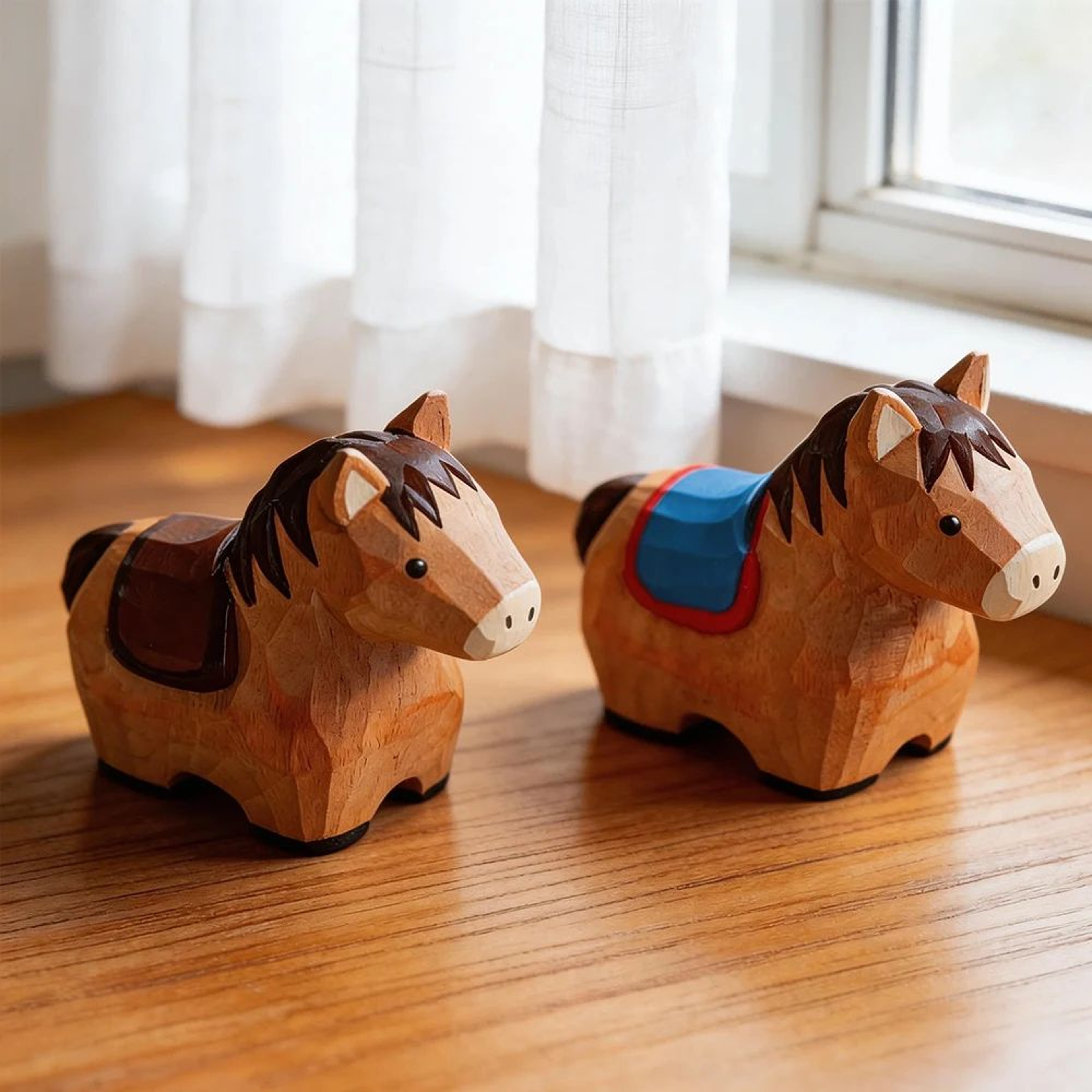 Handcrafted Wooden Horse Figurine Decor  Cute Rustic Animal Carving Desktop Ornament Gift 4