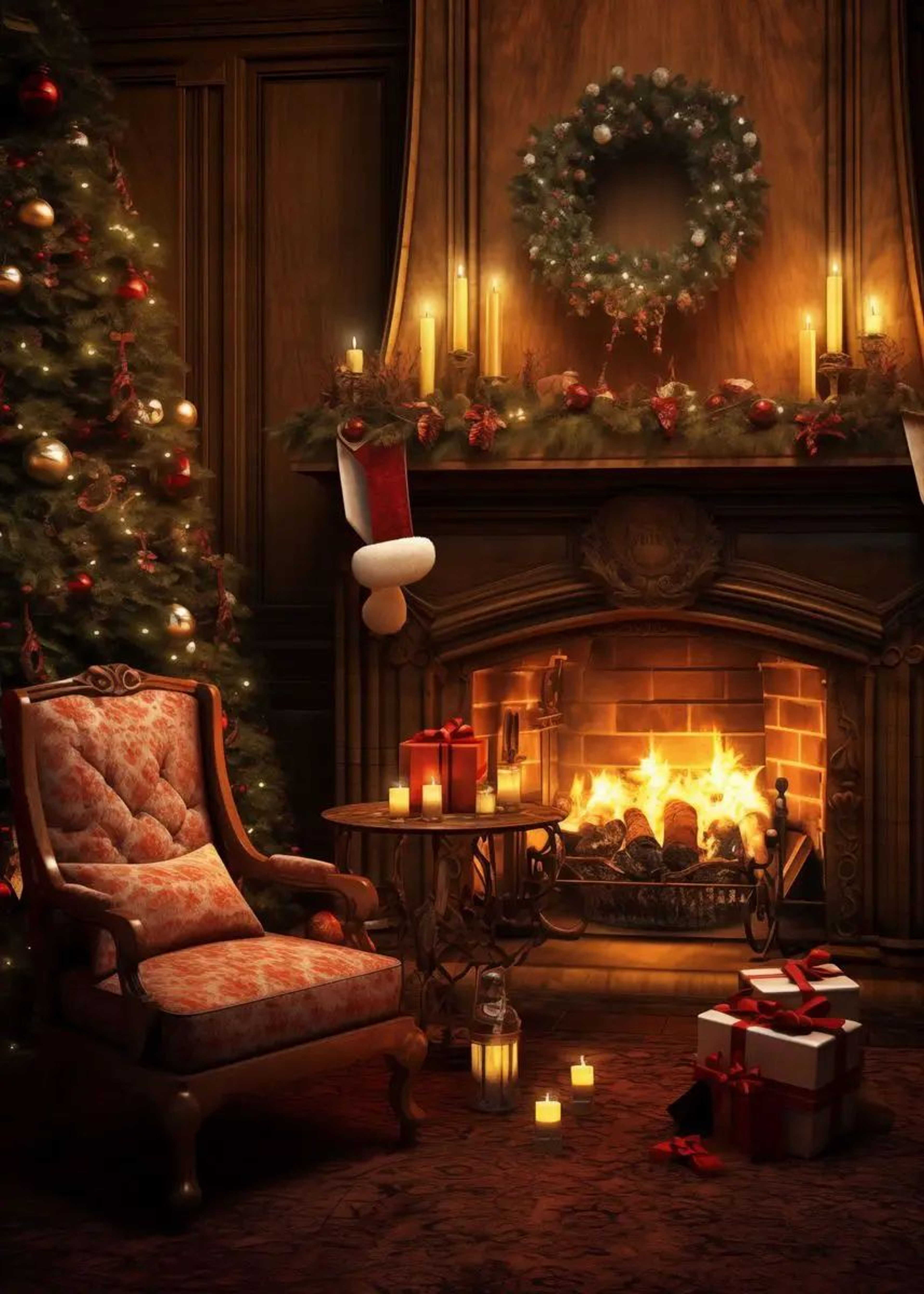 Classic Christmas Canvas Wall Art  Santa Claus  Christmas Tree Holiday Home Decor Poster 9