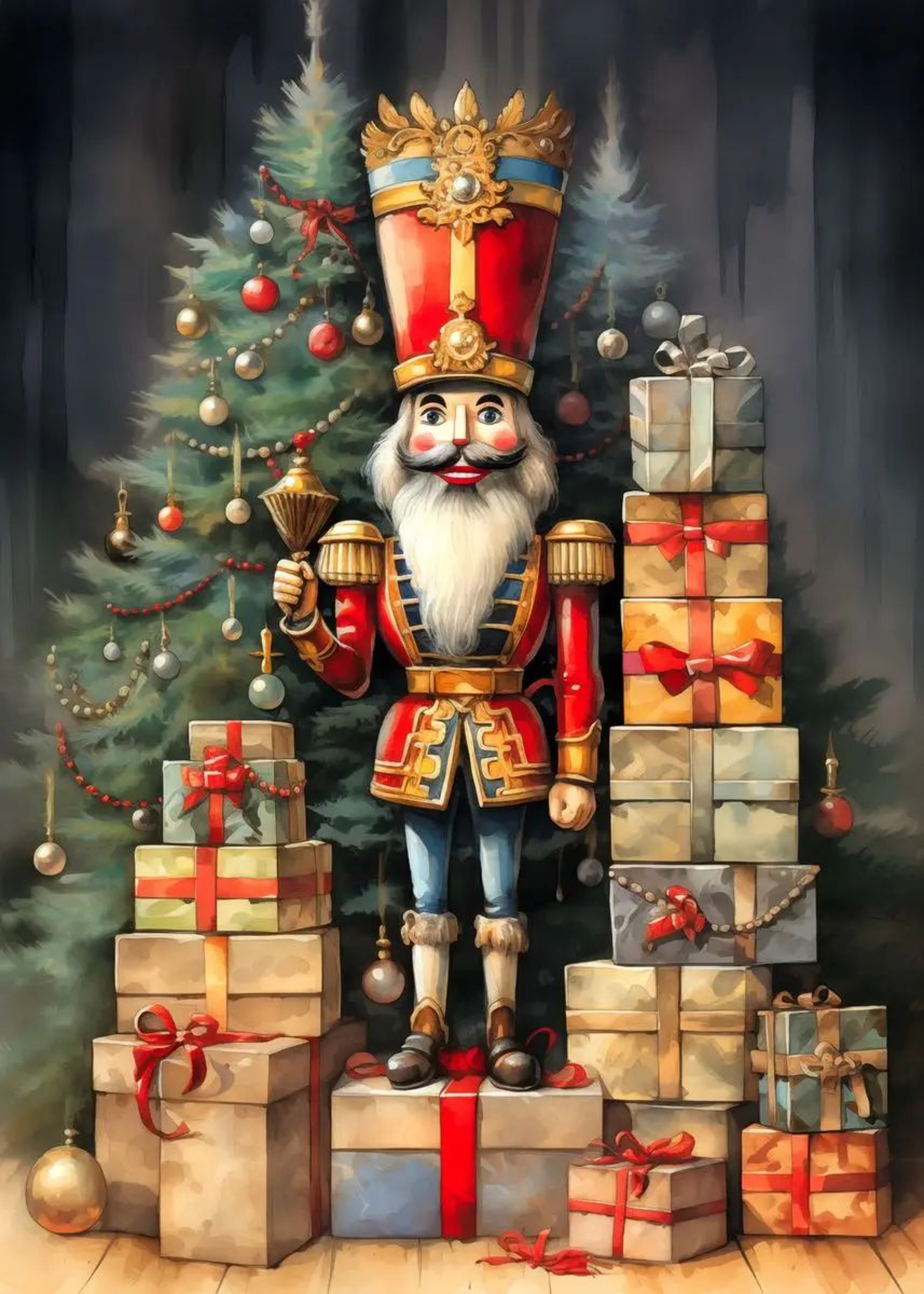 Classic Christmas Canvas Wall Art  Santa Claus  Christmas Tree Holiday Home Decor Poster 14
