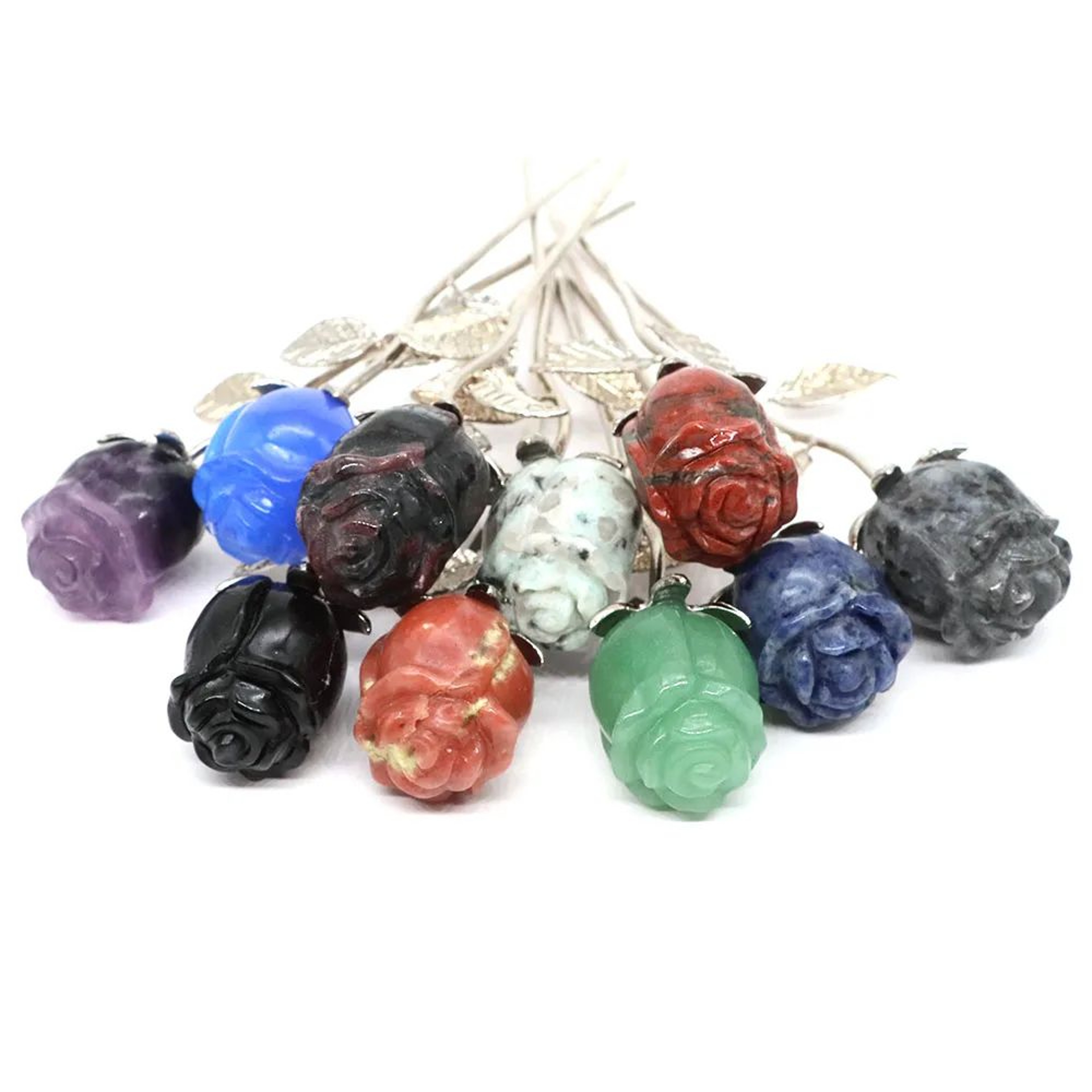 Natural Rose Crystal Healing Stone For Energy  Meditation  Hand Carved Gem Flower Decor Gift 16