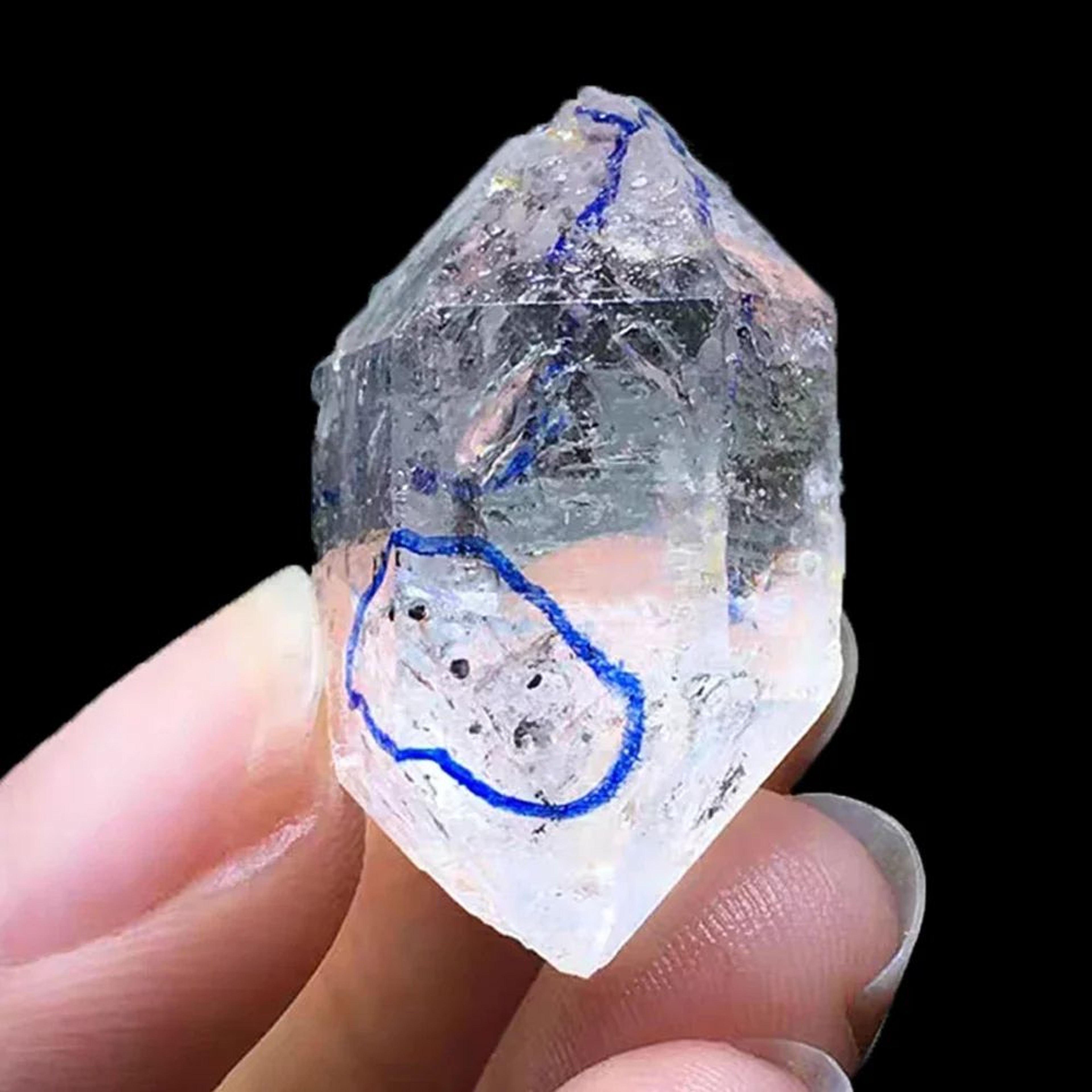 Natural Herkimer Diamond Crystal Specimen  Raw Black Energy Stone For Reiki Healing  Home Decor 6