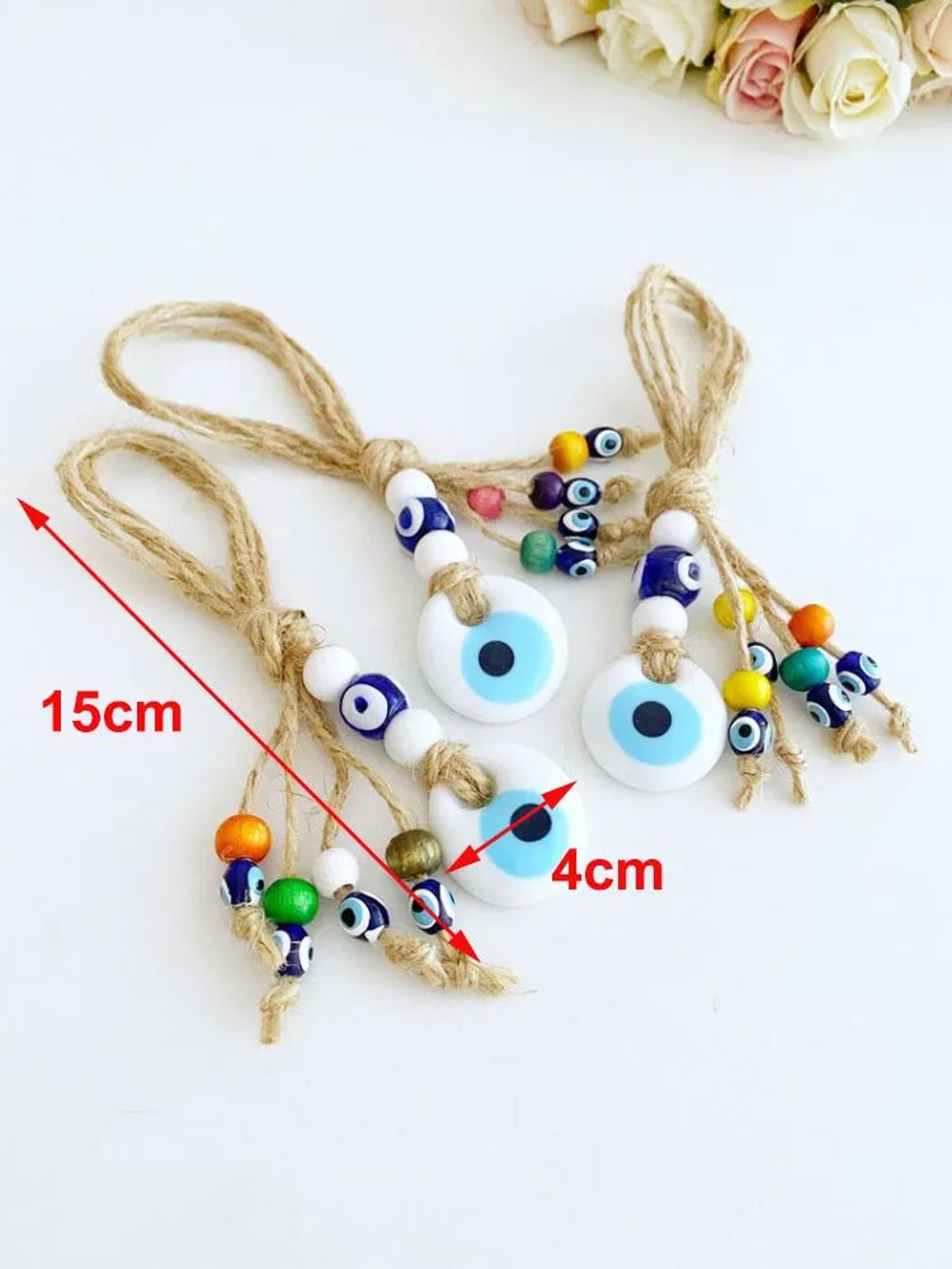 Turkish Evil Eye Macrame Wall Hanging  Nazar Protection Charm Rearview Mirror  Home Decor 27