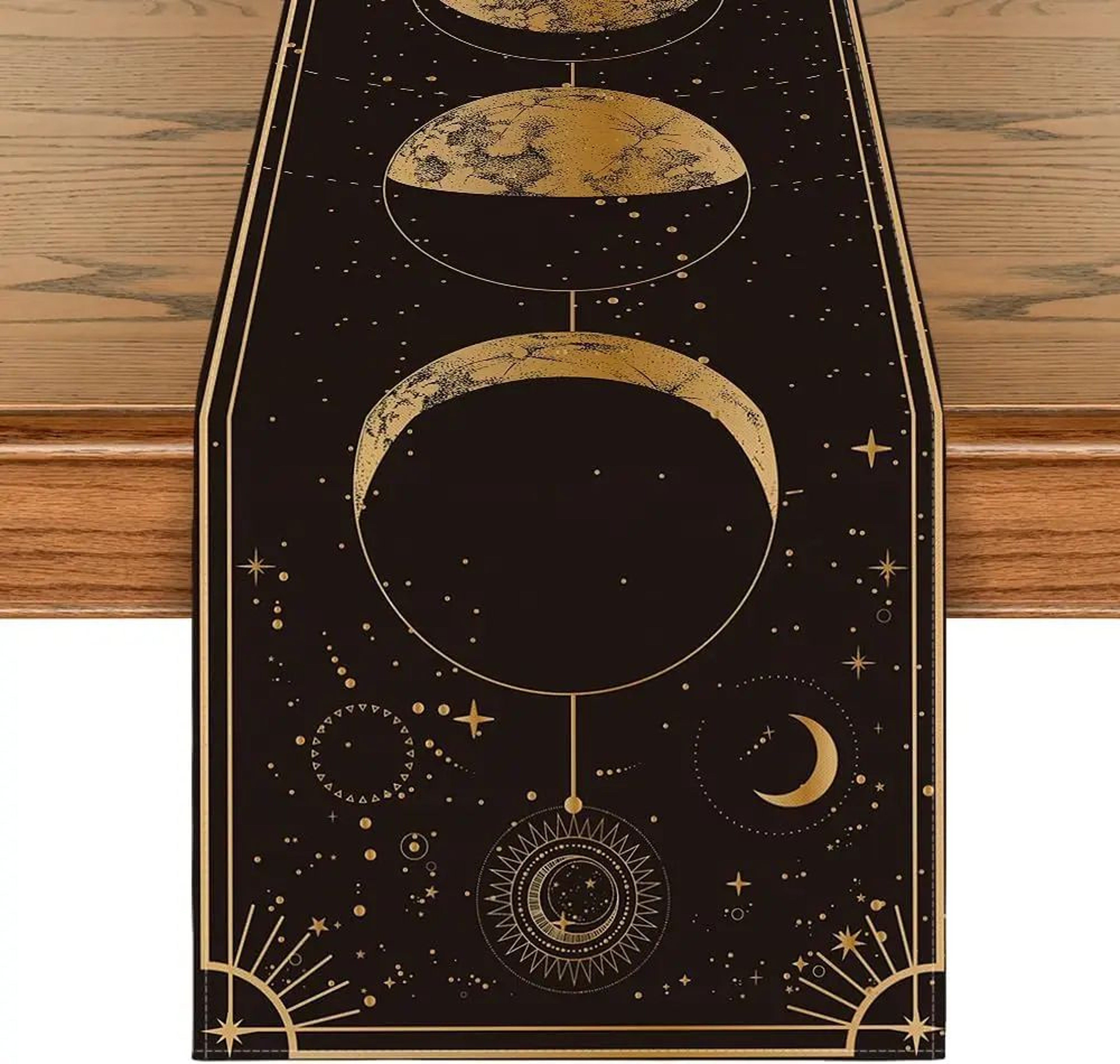 Astrology Moon Linen Table Runner For Dining Table  Mystical Gothic Celestial Decor 0