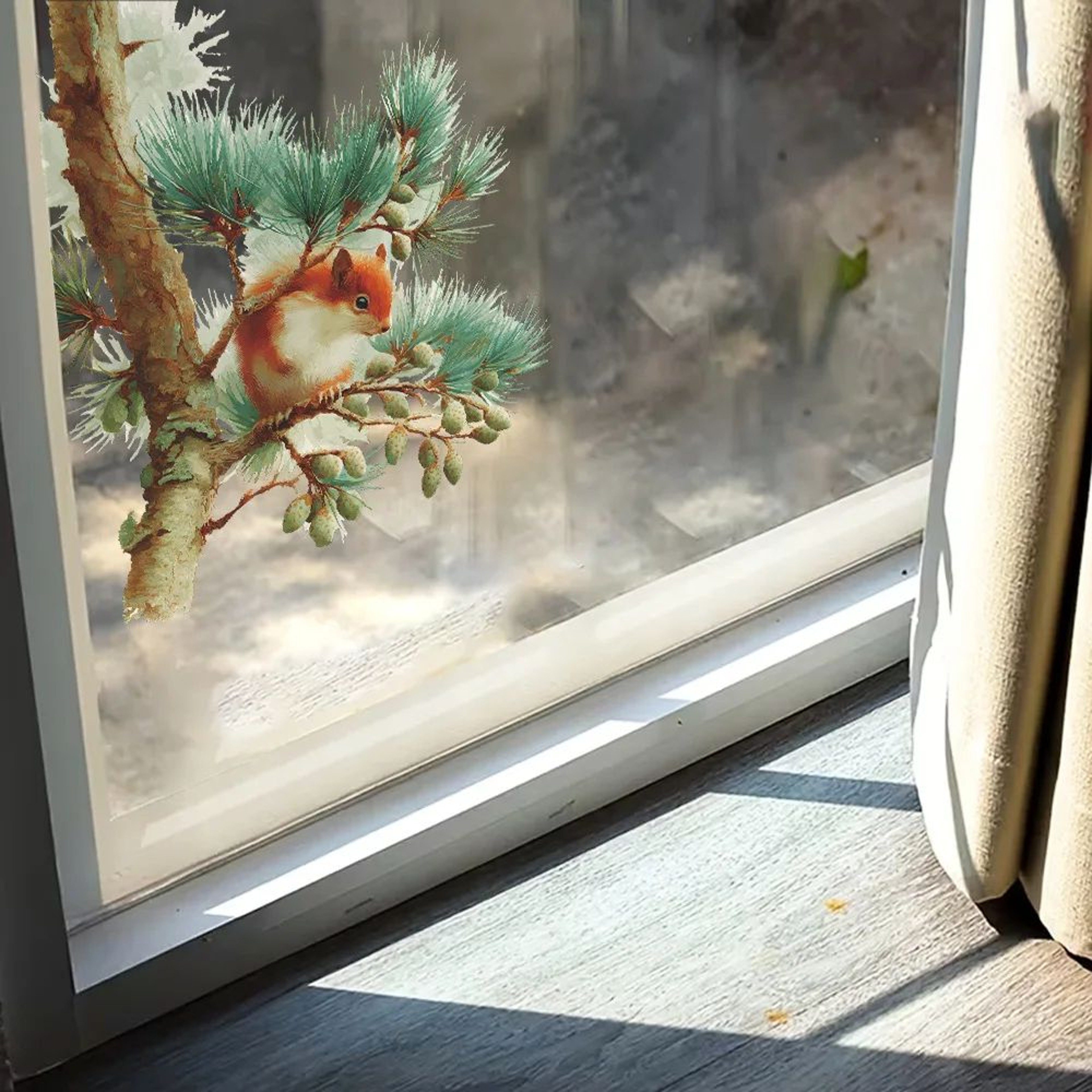 Cute Squirrel Wall Sticker Decal  Forest Animal Window  Bedroom SelfAdhesive Decor 3