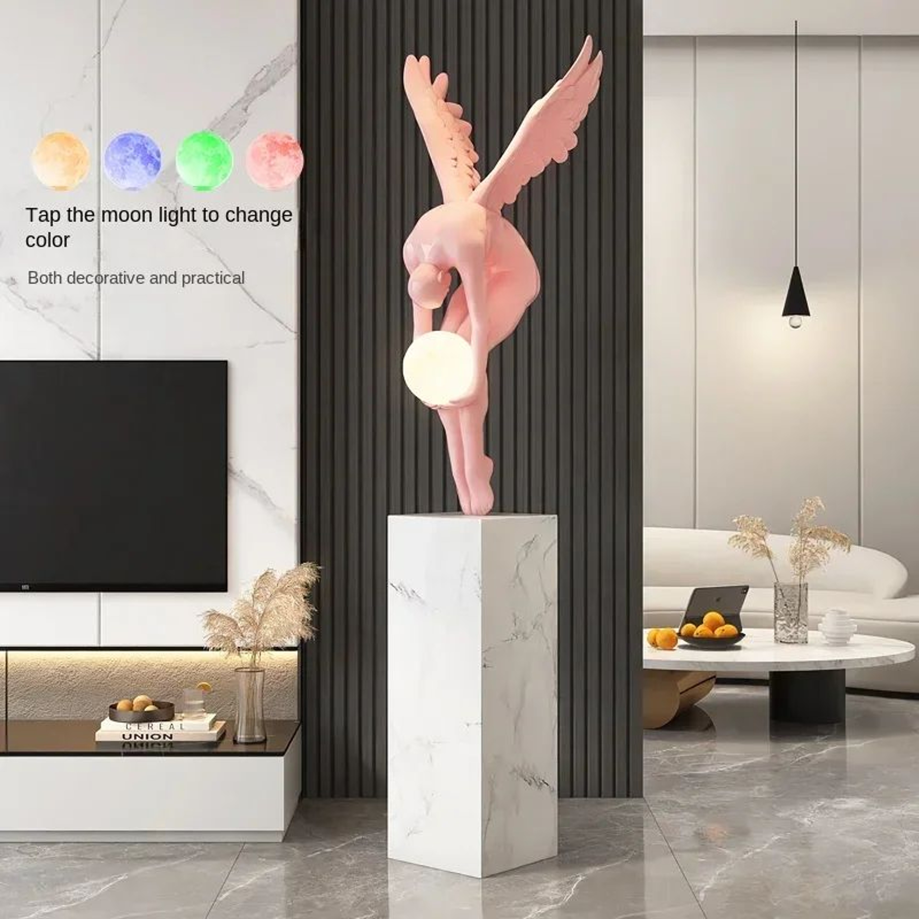 Luminous Wing Sculpture  Nordic Resin Angel Figure Modern Living Room Decor Statue 5