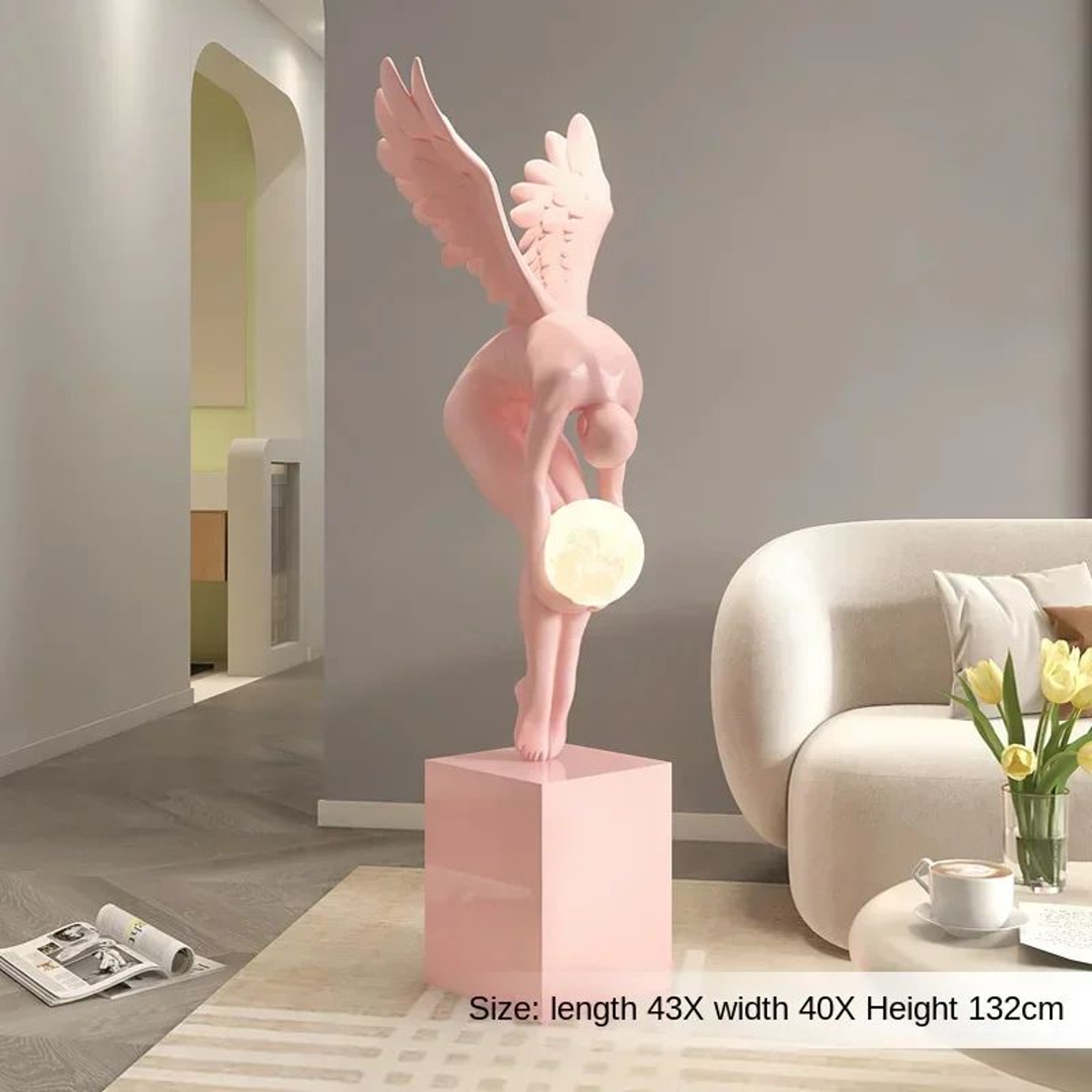 Luminous Wing Sculpture  Nordic Resin Angel Figure Modern Living Room Decor Statue 2