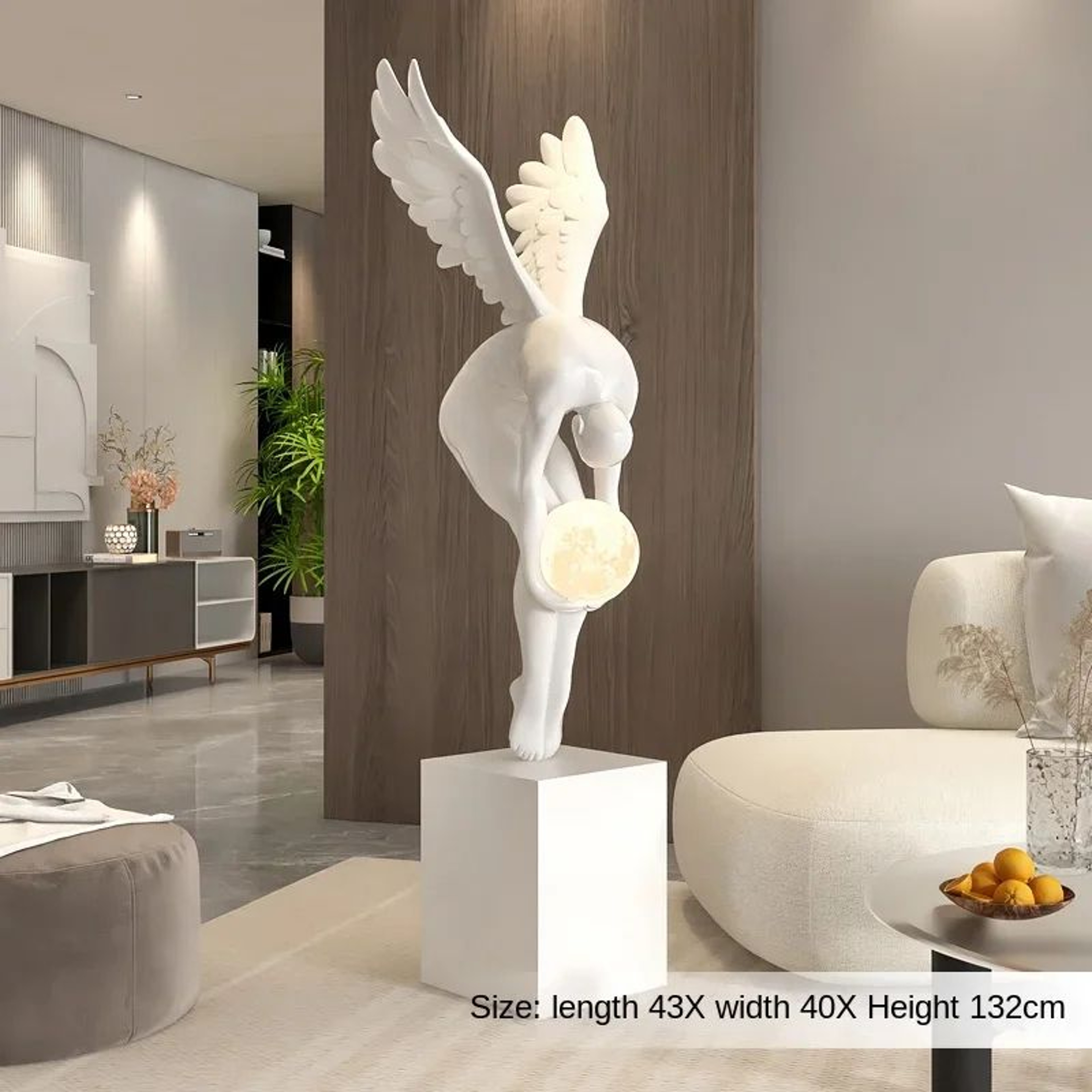 Luminous Wing Sculpture  Nordic Resin Angel Figure Modern Living Room Decor Statue 8