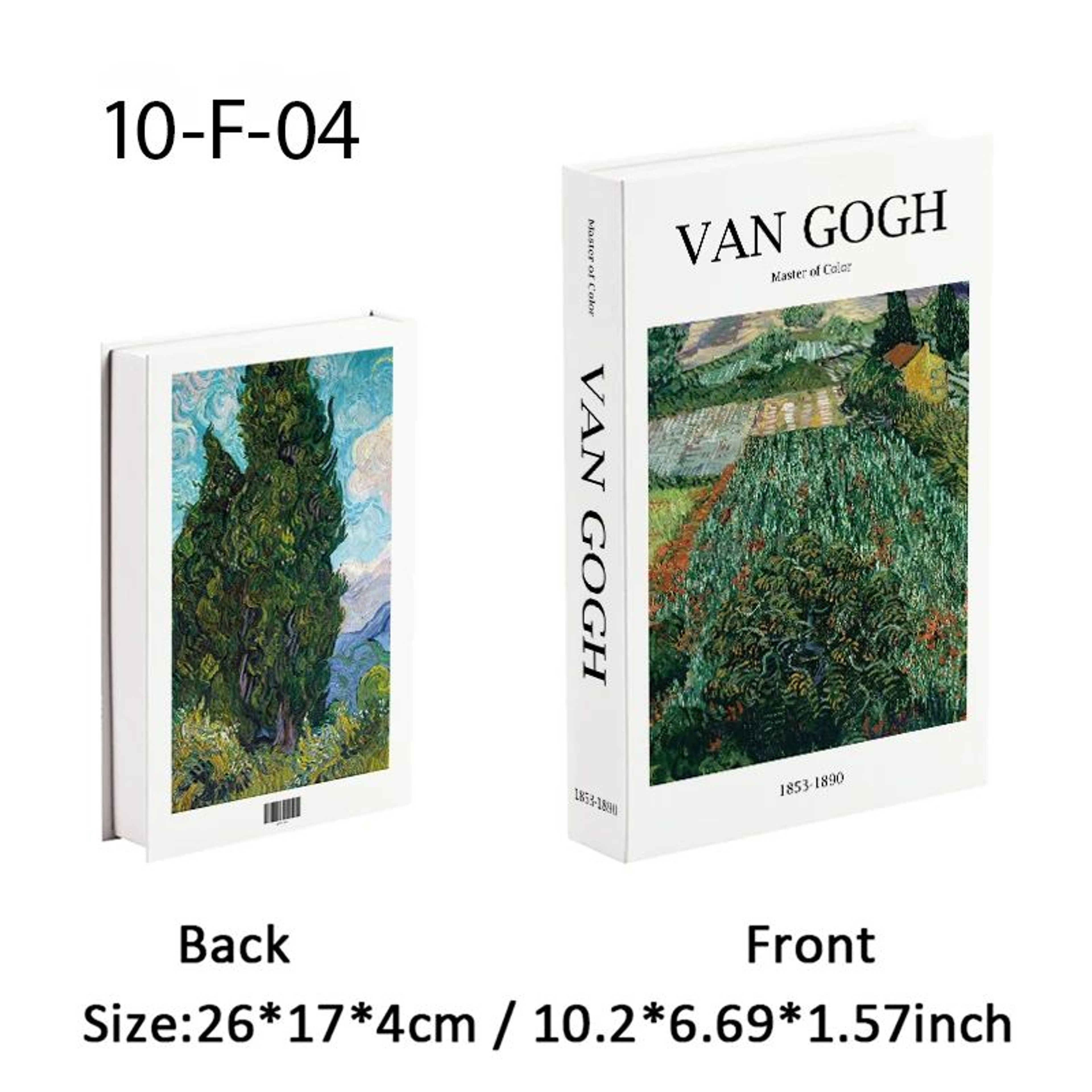 Van Gogh  Monet Decorative Book Box  Hidden Storage Faux Books With Sunflower  Water Lily Art 9