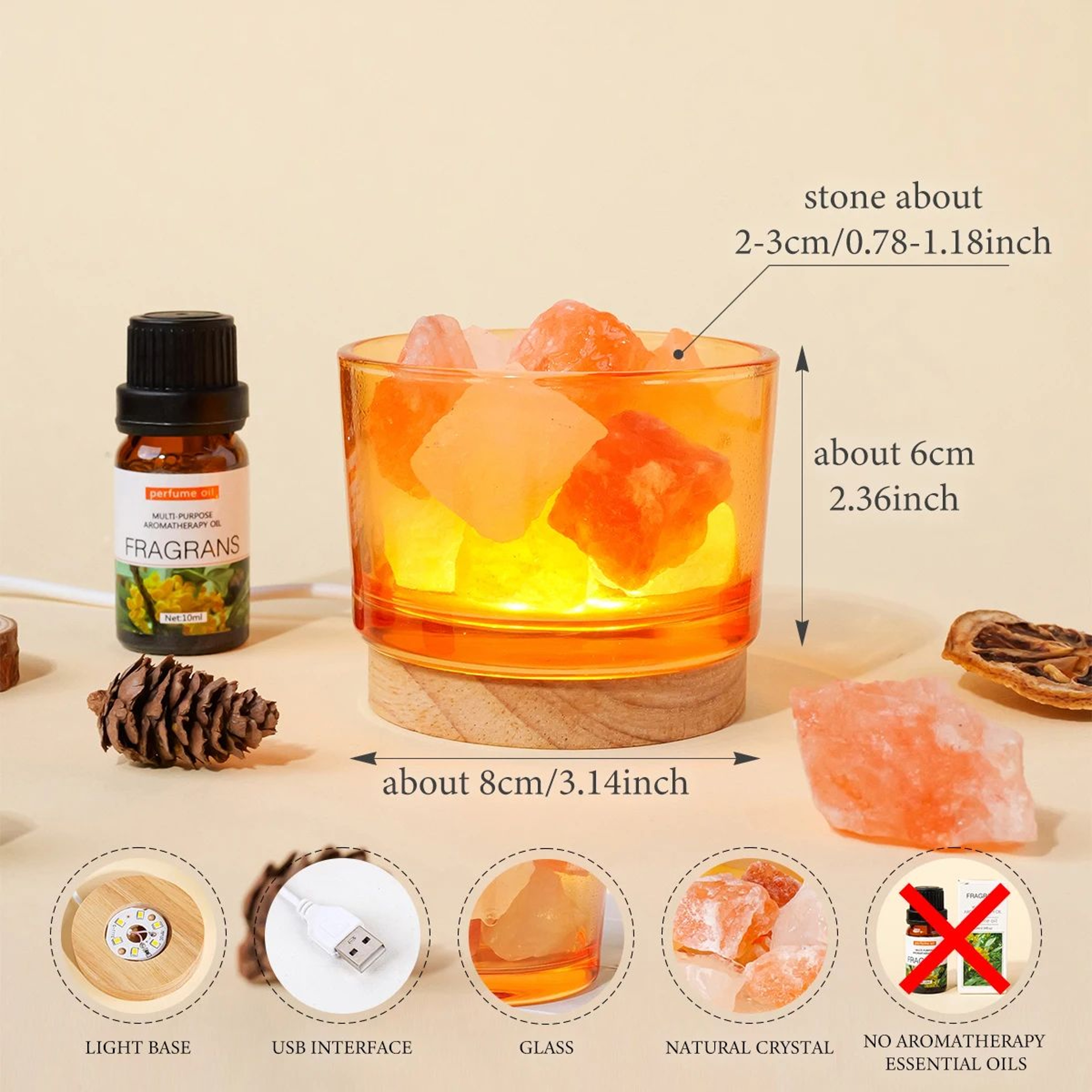 Natural Rose Quartz Crystal Lamp  Aromatherapy Mineral Stone Decor For Relaxing Home Ambiance 0