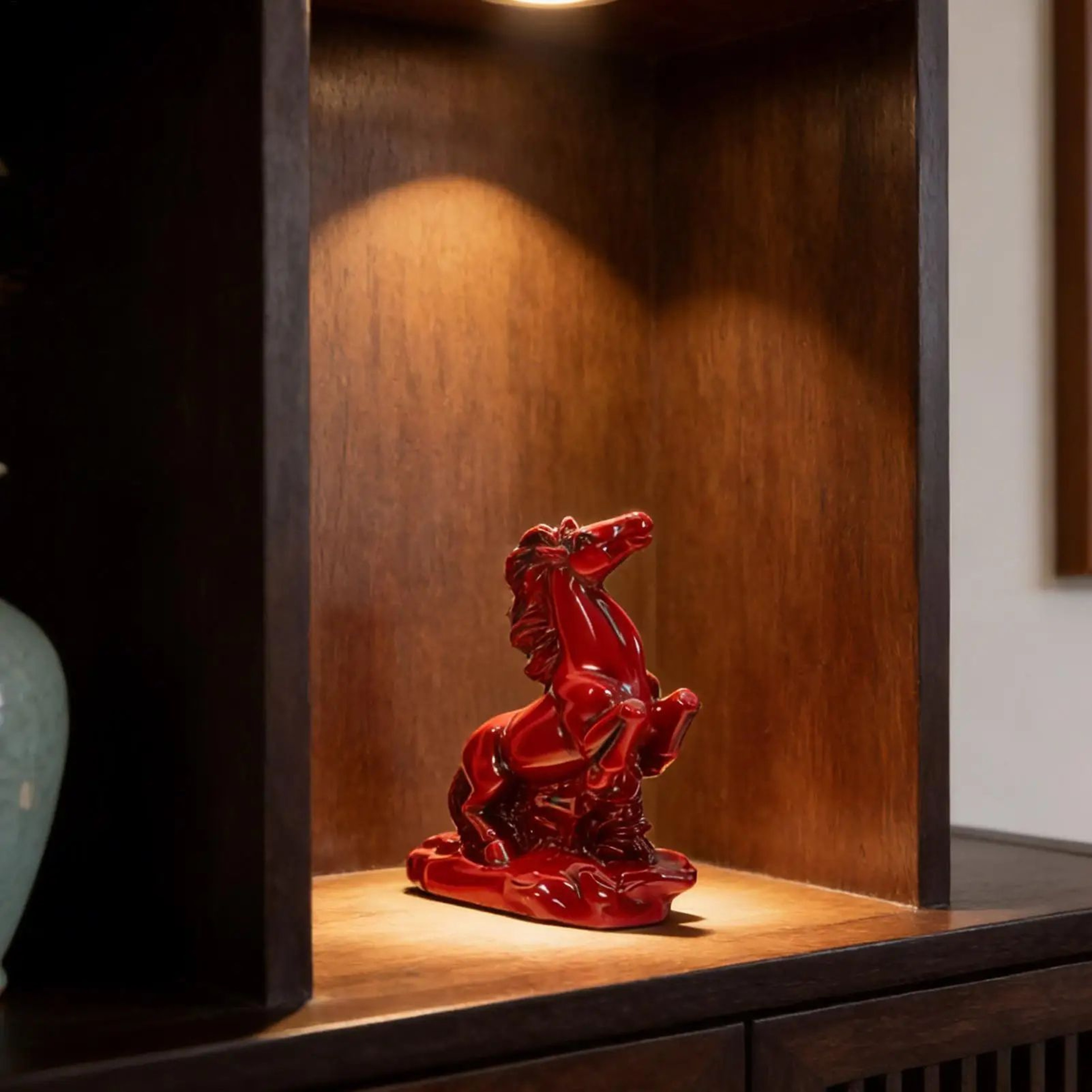 Red Feng Shui Horse Statue  Success  Wealth Resin Figurine For Office Desk Home  Car Decor 3