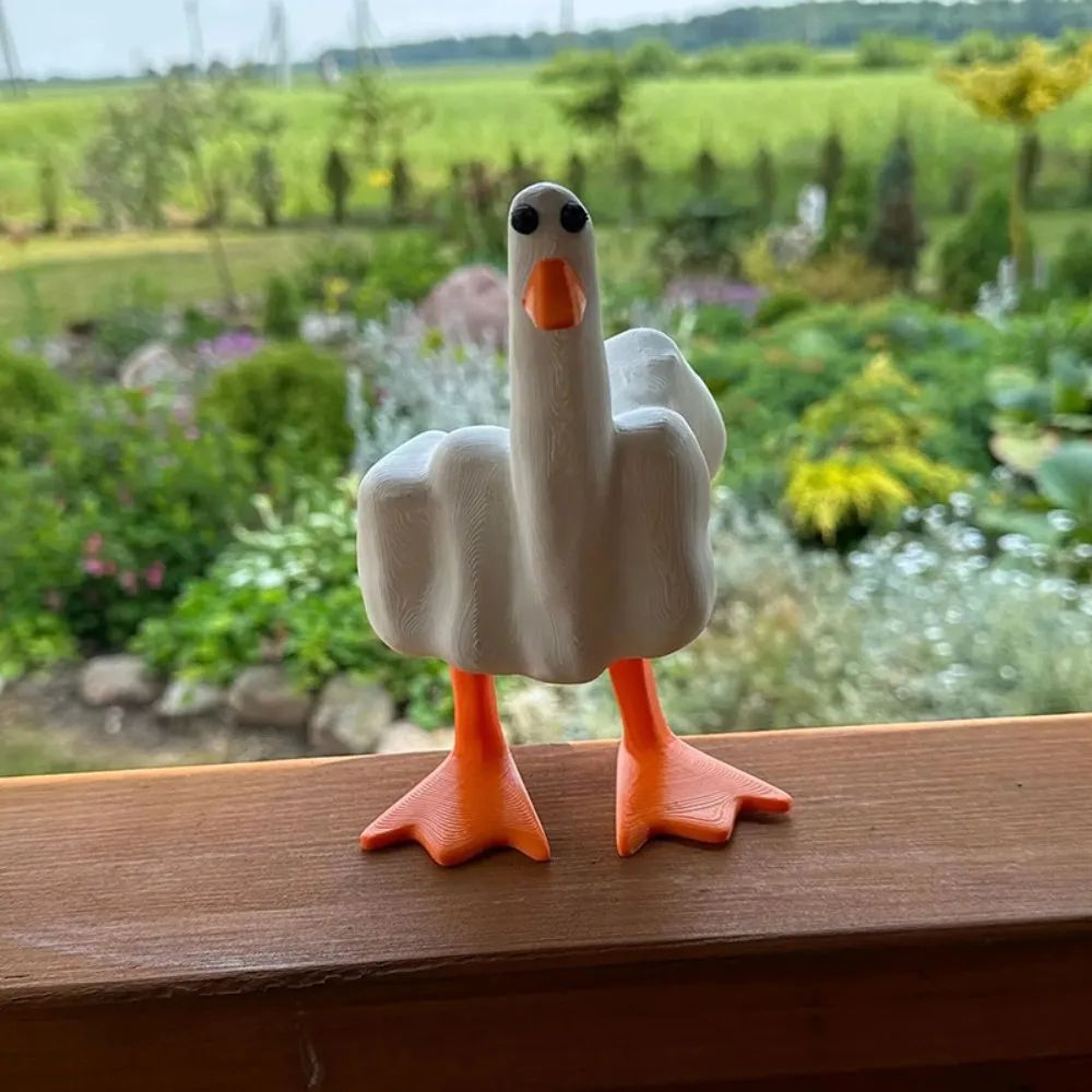Funny Middle Finger Duck Statue  Cute Resin Duck Figurine Desk Decor With Storage Accent 4