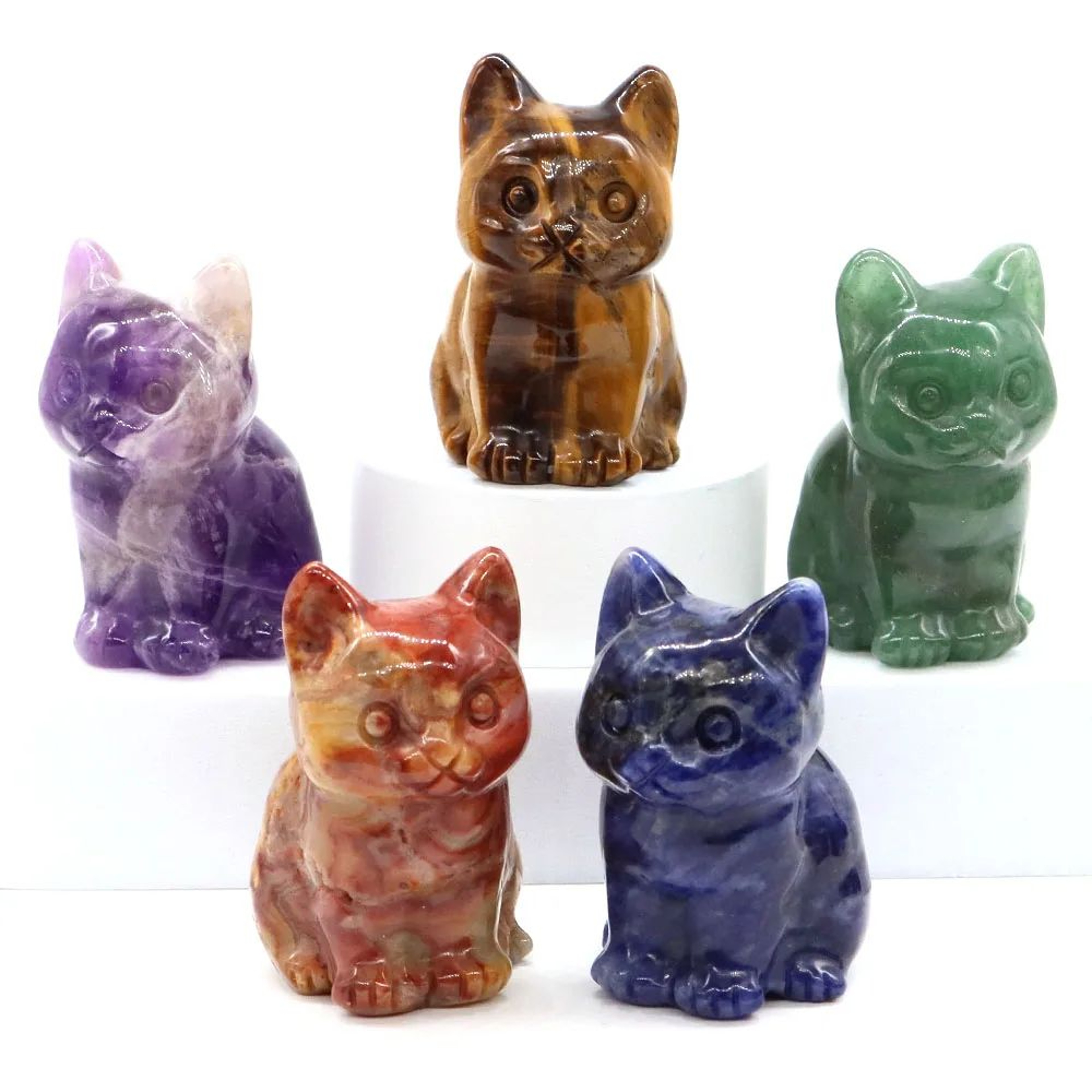 Amethyst Crystal Cat Figurine  HandCarved Healing Stone Statue For Meditation  Home Decor 0