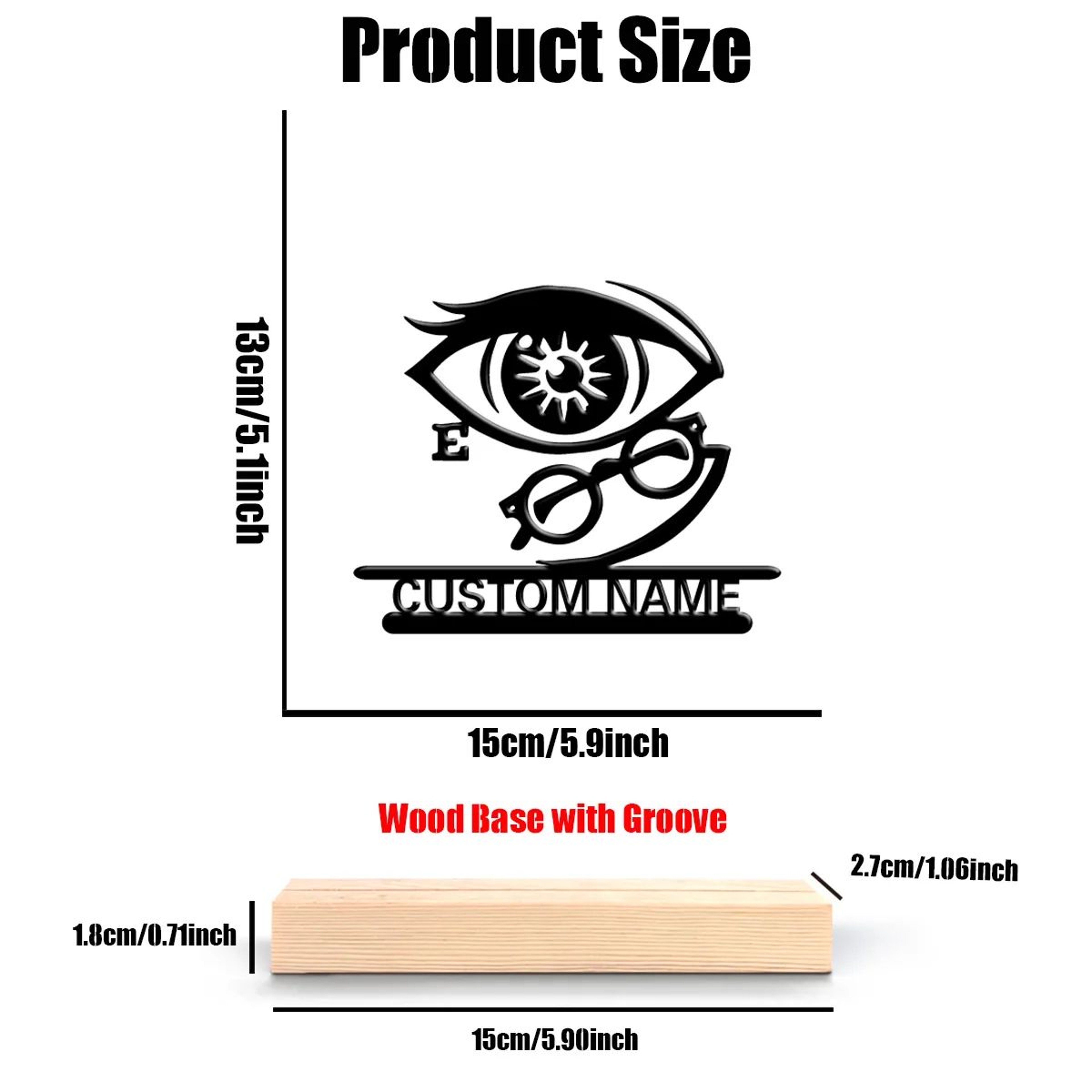 Personalized Ophthalmologist Metal Sculpture  Custom Eye Doctor Desk Decor With Wooden Base Profess 5