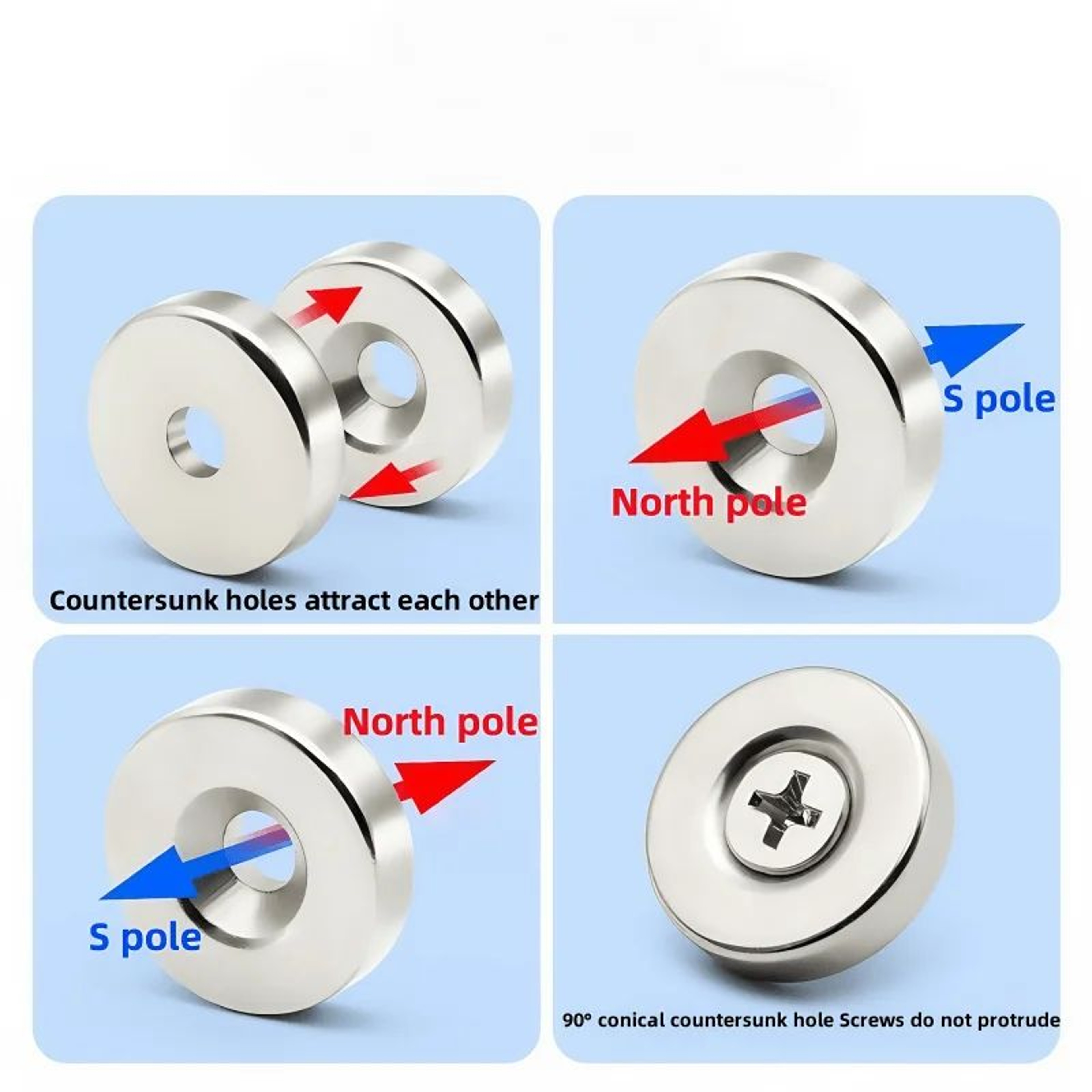 10pcs N52 HeavyDuty Countersunk Neodymium Magnets  30mm Strong Rare Earth Magnets With Screw Hole 2