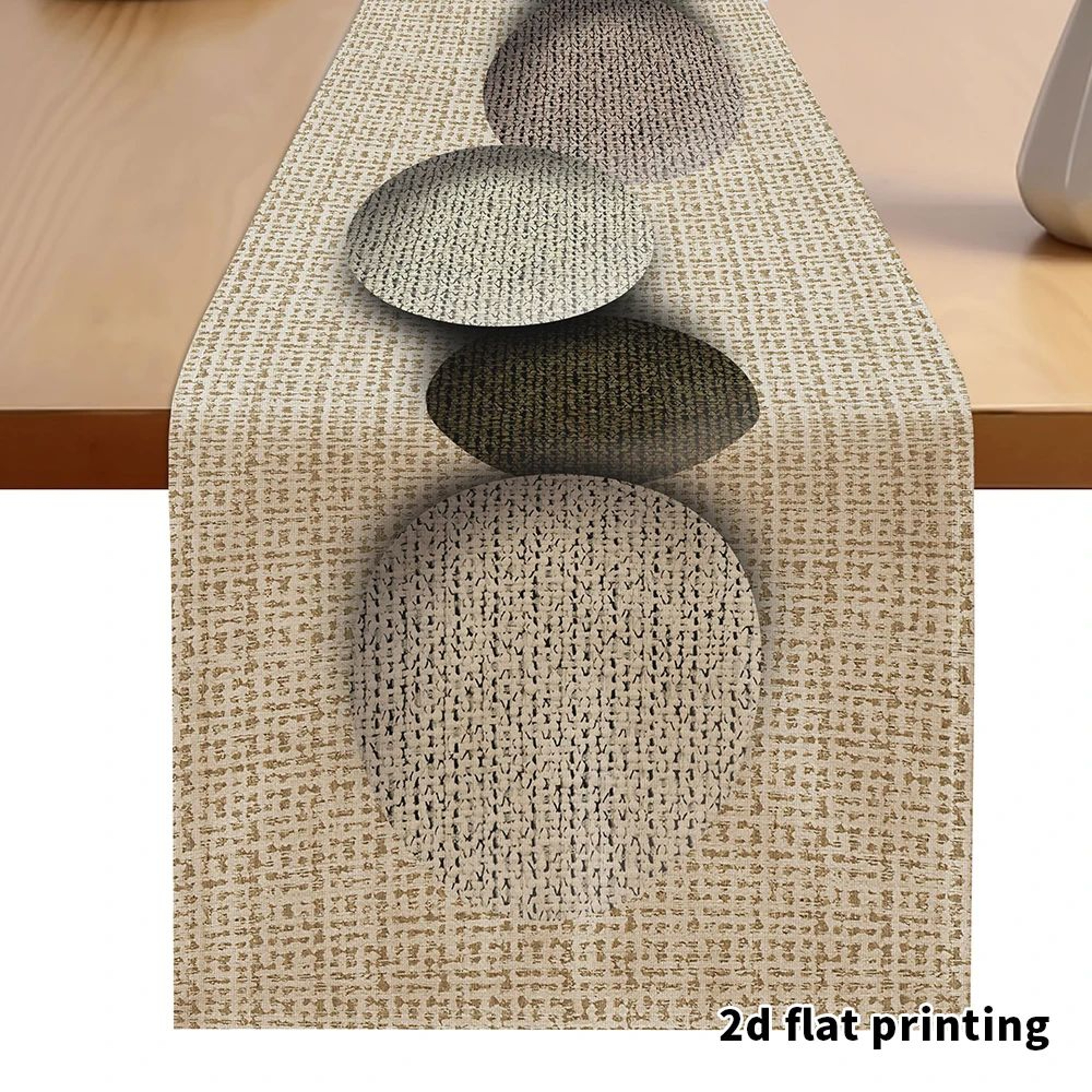 EarthTone Pebble Linen Table Runner  Textured Neutral Plaid Dining Tablecloth For Elegant Home Deco 0