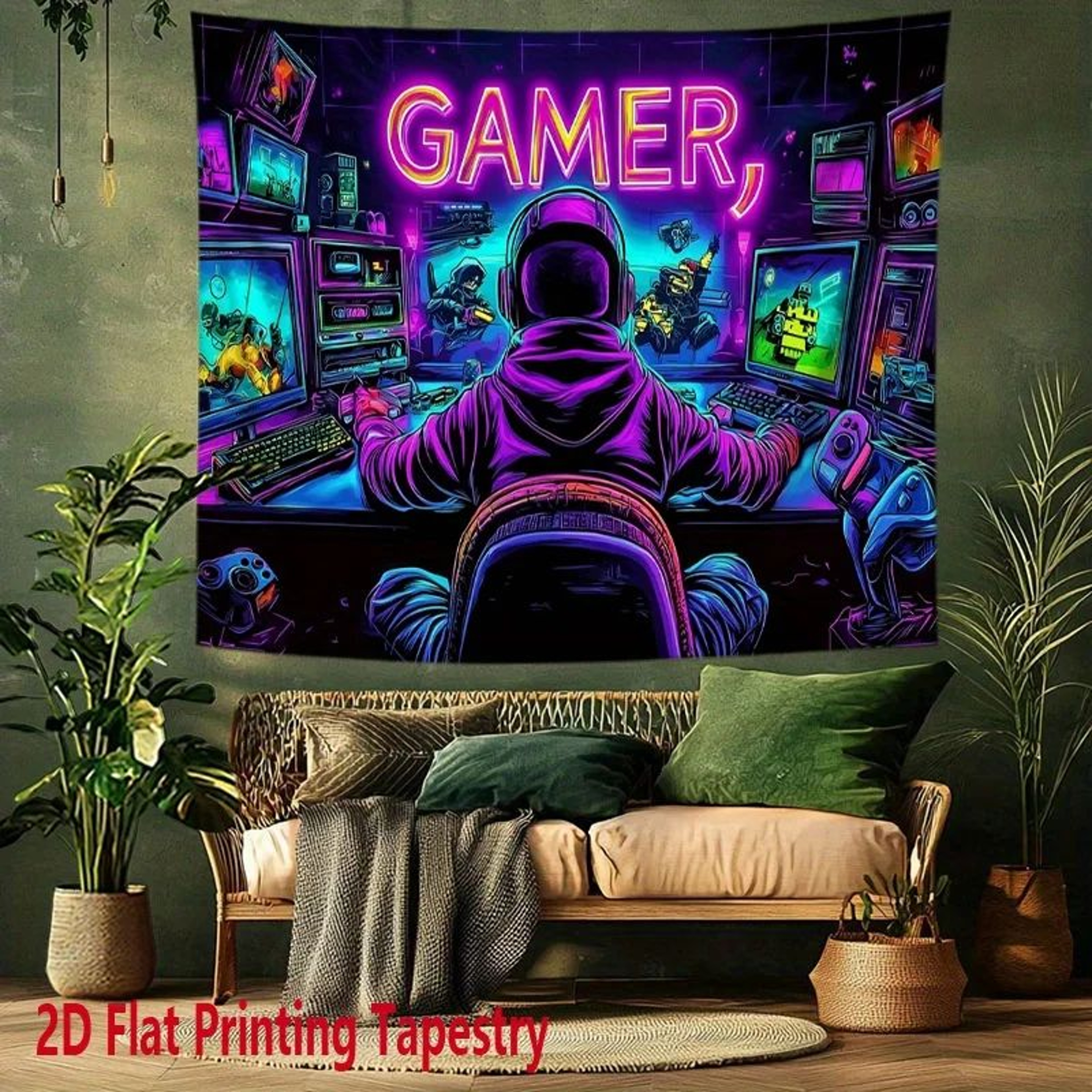 VIKAMA GAMER Fluorescent Tapestry  Neon Gaming Wall Art For Bedroom Living Room  ESports Room 1
