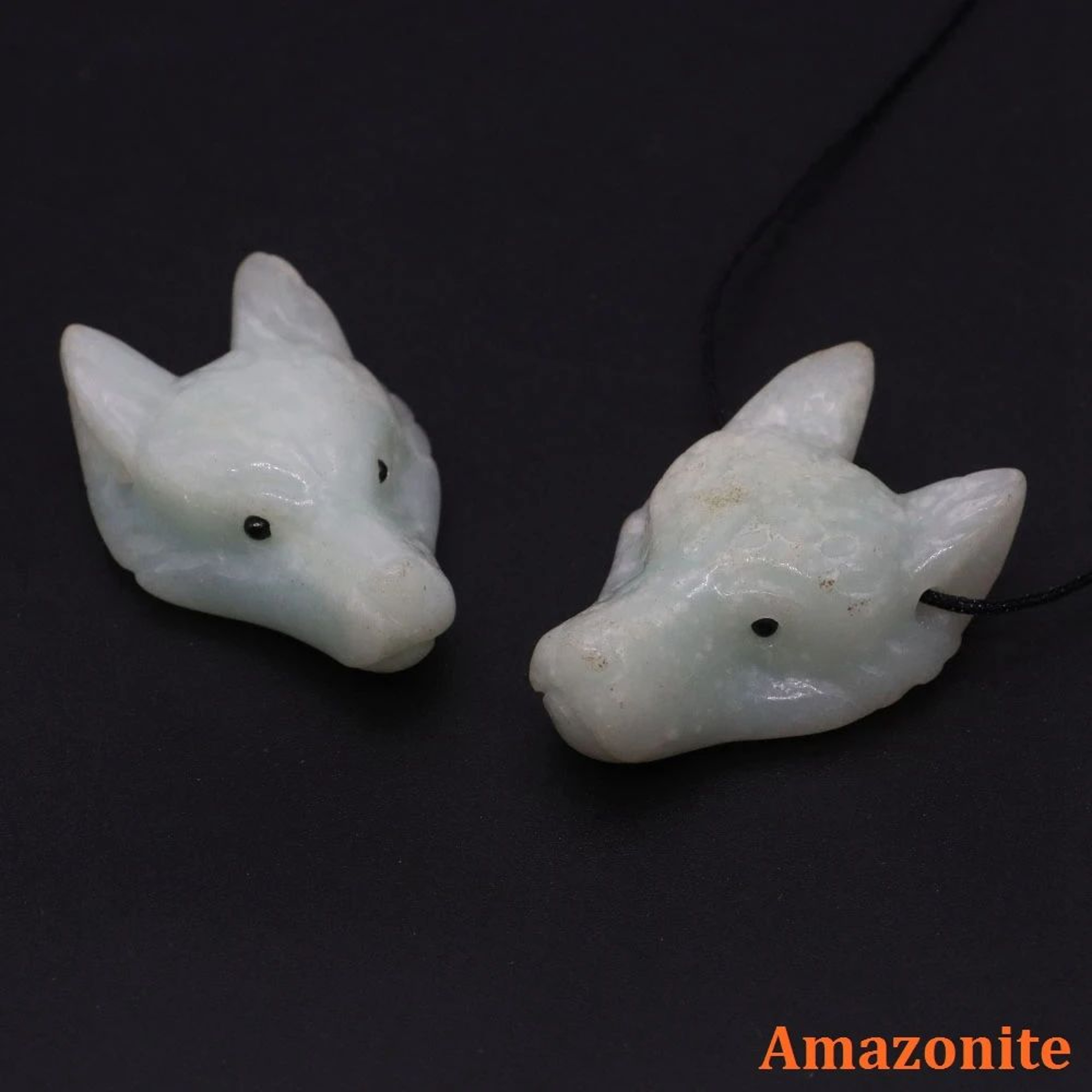 15in Wolf Head Crystal Pendant  Hand Carved Natural Healing Stone Necklace Charm 6