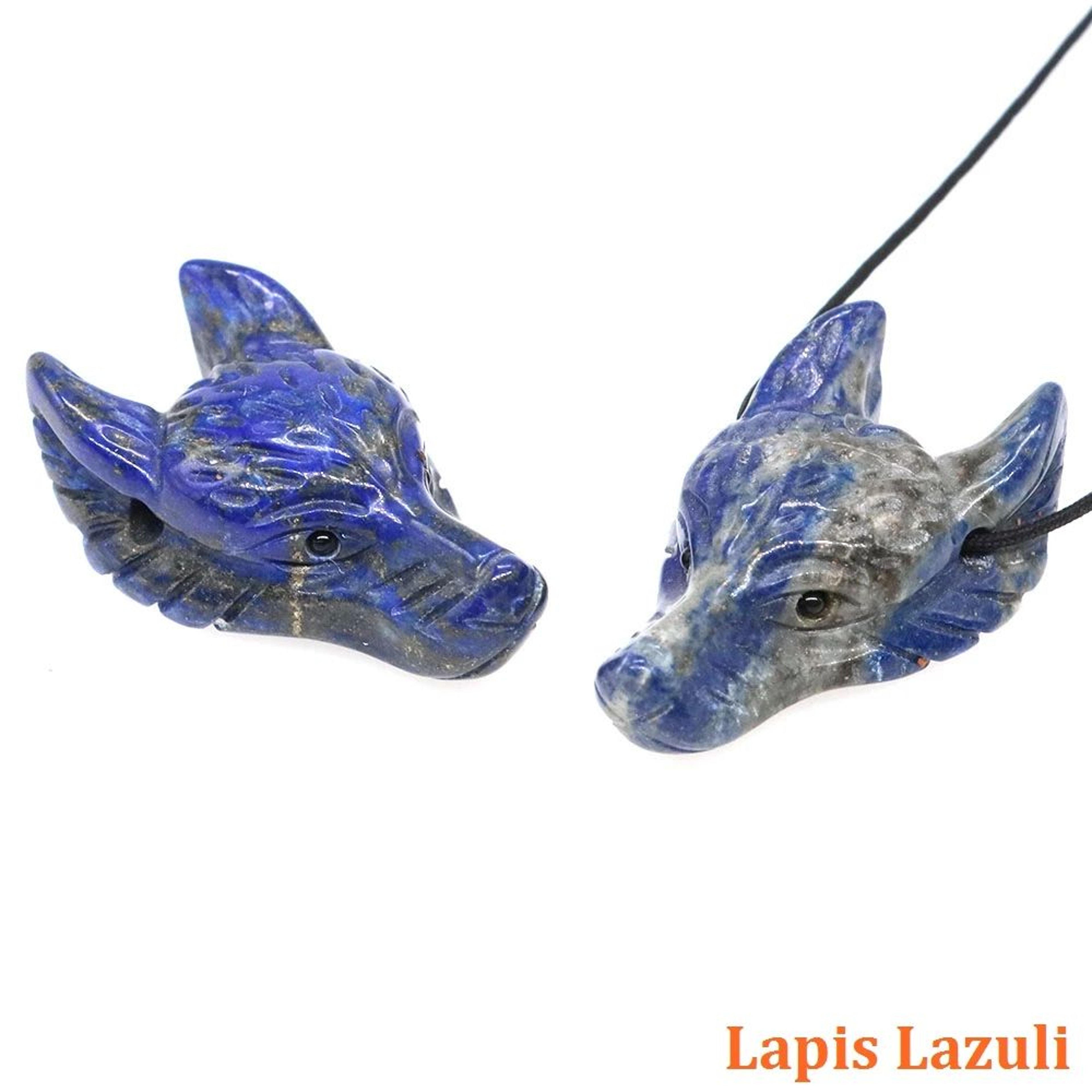 15in Wolf Head Crystal Pendant  Hand Carved Natural Healing Stone Necklace Charm 21