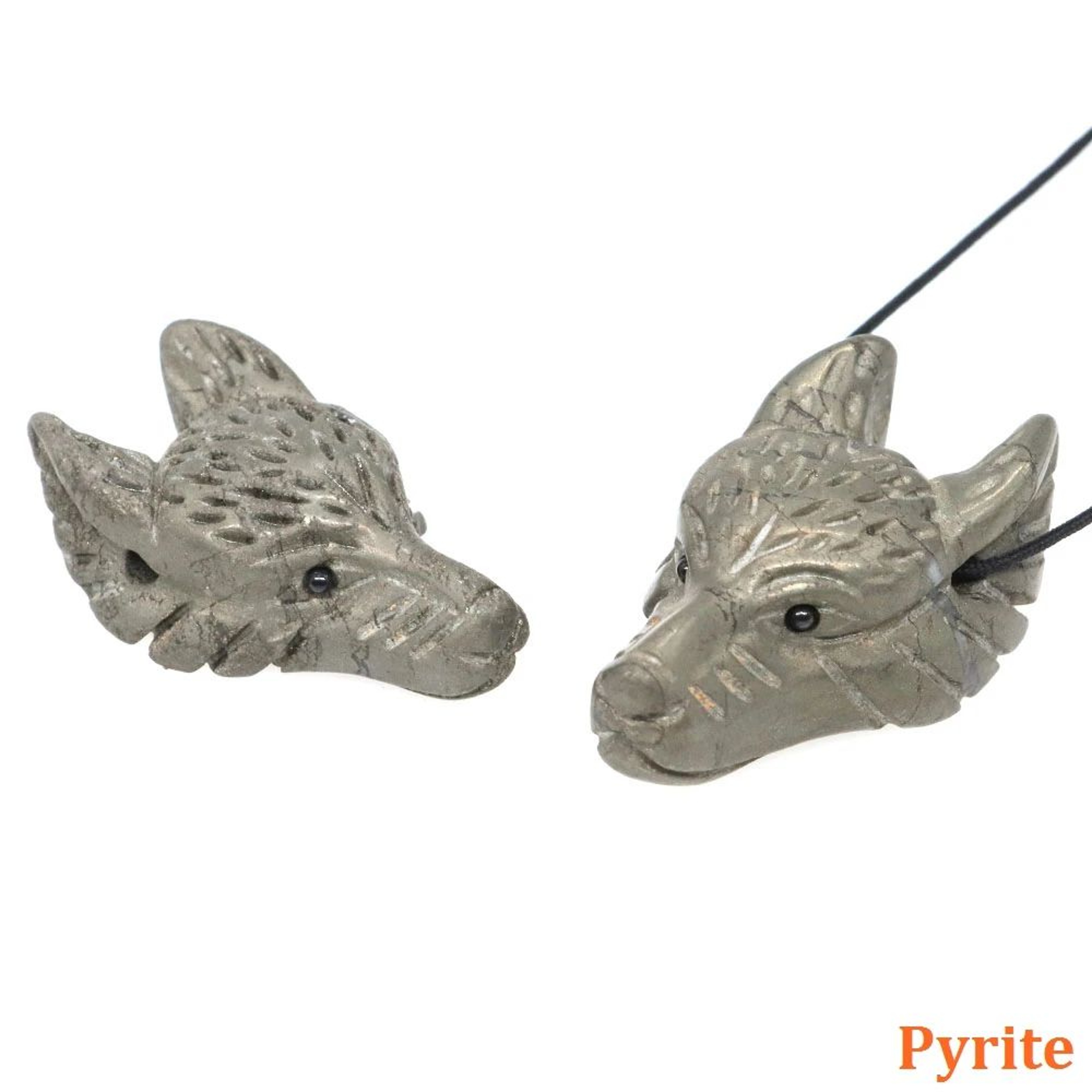 15in Wolf Head Crystal Pendant  Hand Carved Natural Healing Stone Necklace Charm 24