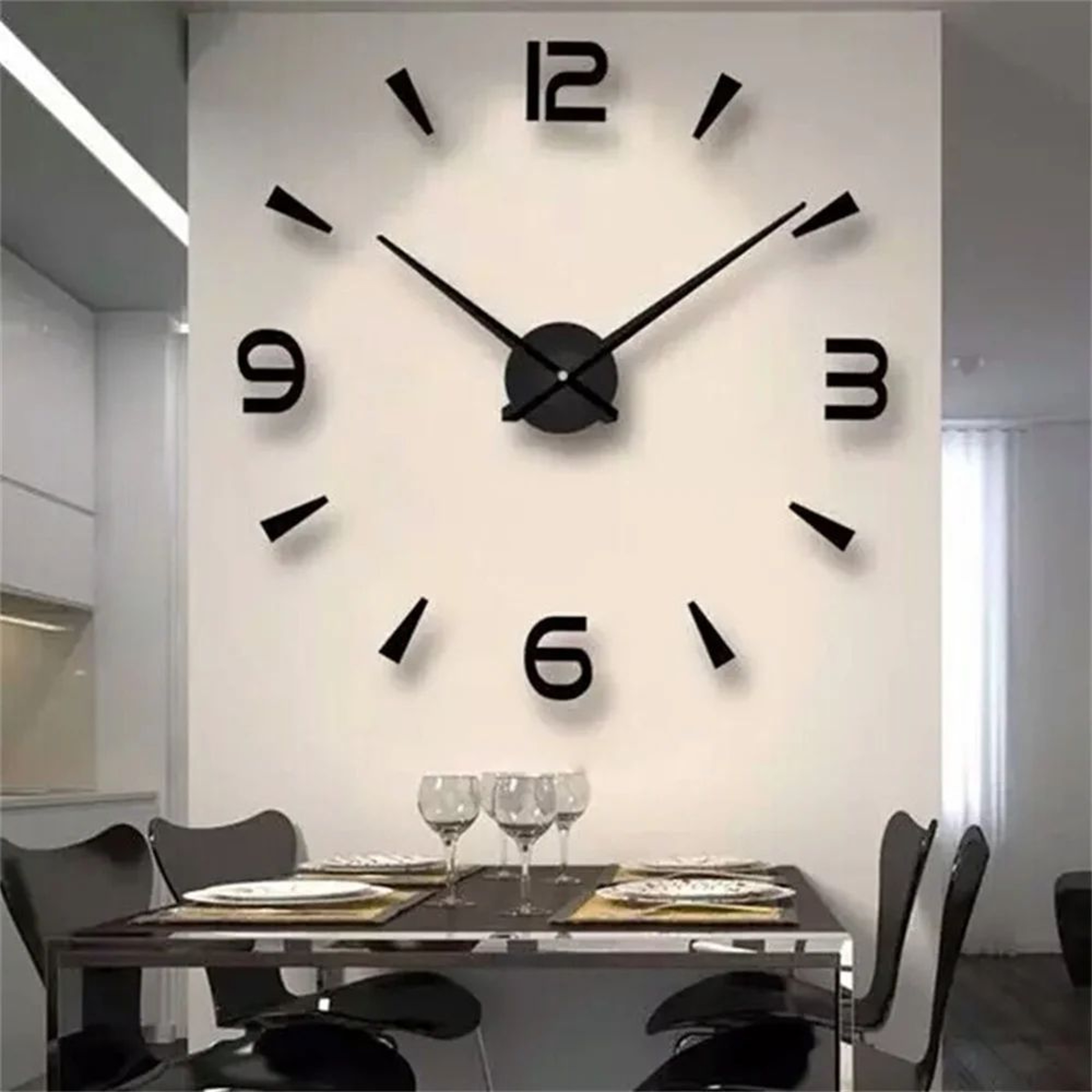 Large 3D DIY Wall Clock  Luminous Silent Modern Wall Sticker Clock For Living Room Decor 4