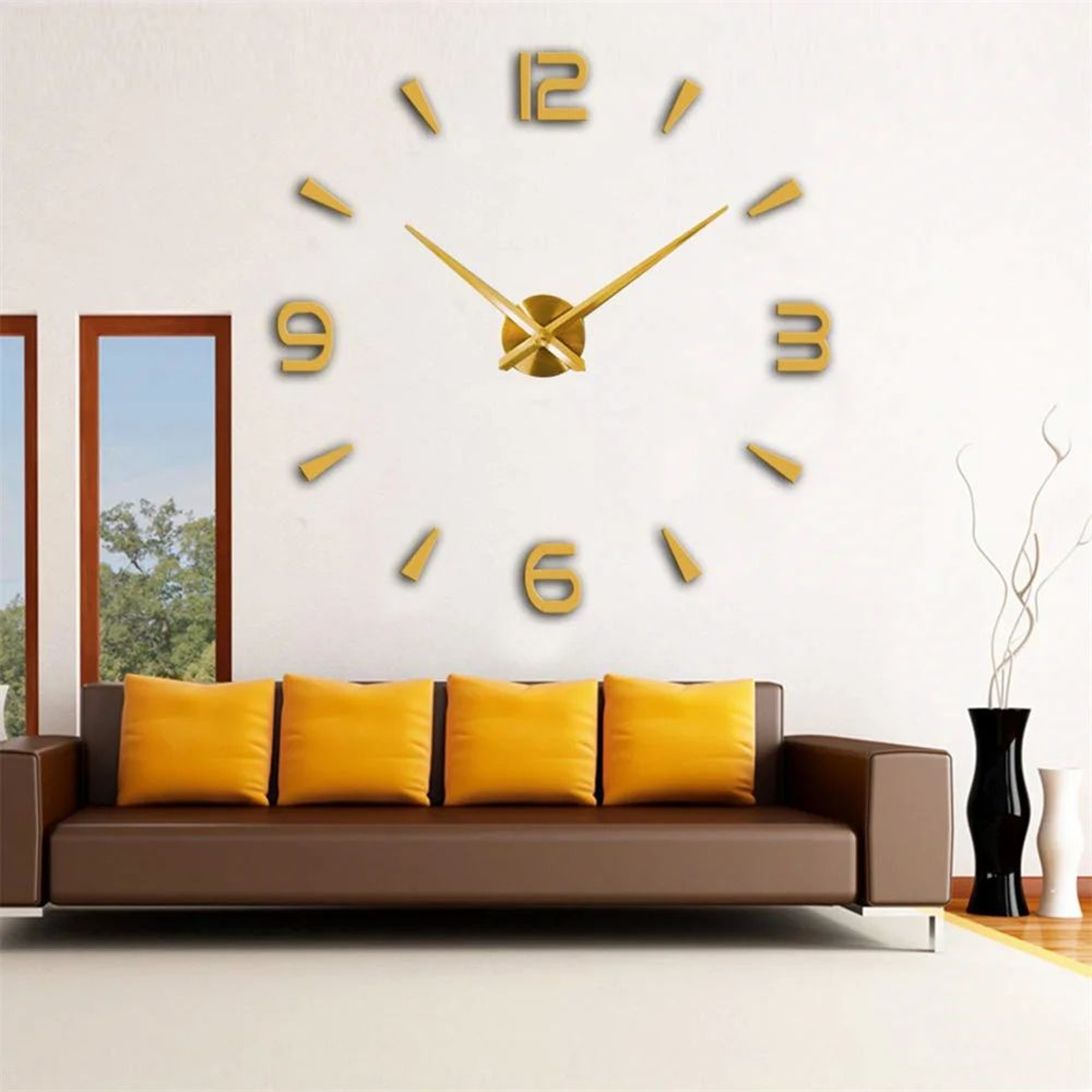 Large 3D DIY Wall Clock  Luminous Silent Modern Wall Sticker Clock For Living Room Decor 5