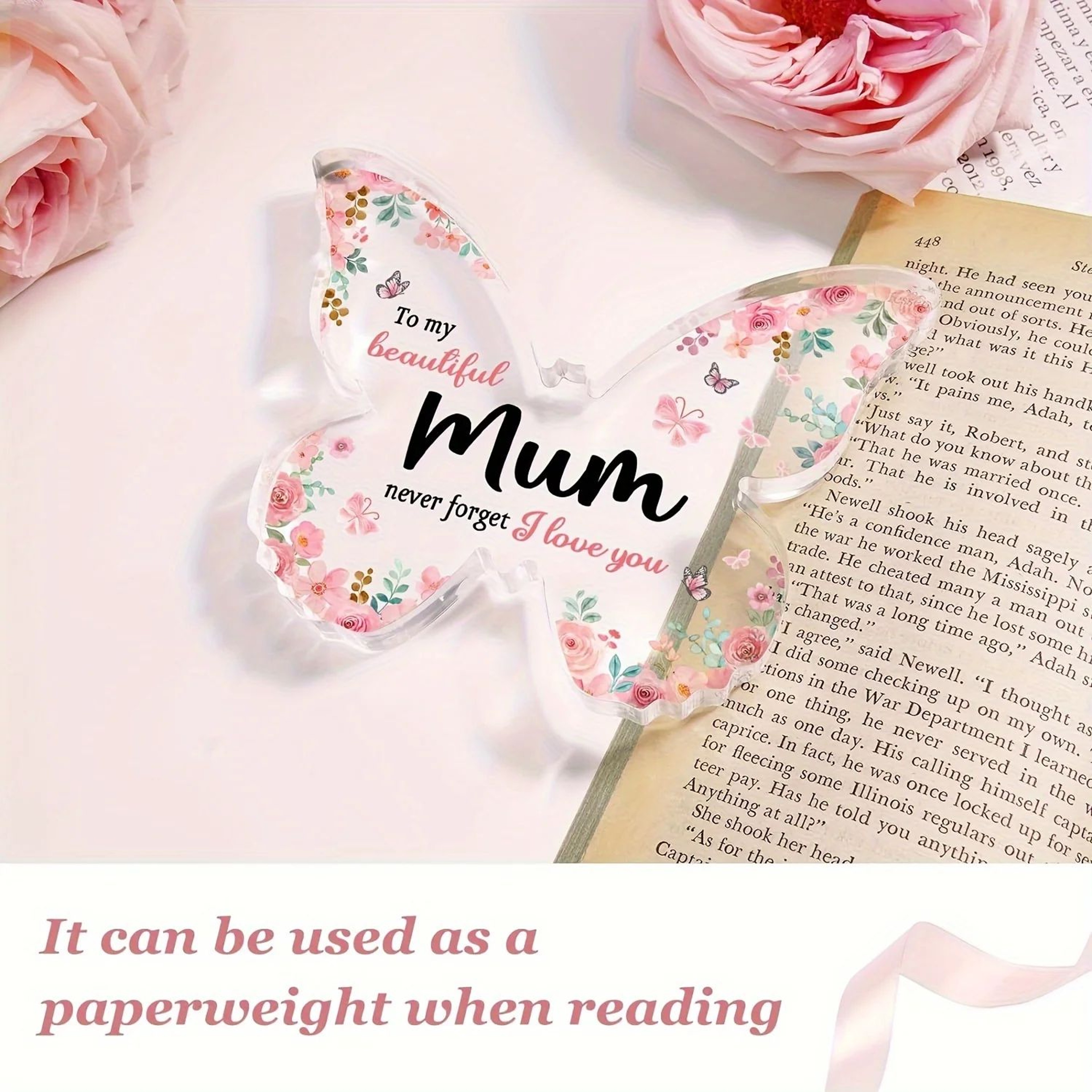 Butterfly Acrylic Plaque For Mum  Elegant Mothers Day  Birthday Gift Keepsake 3
