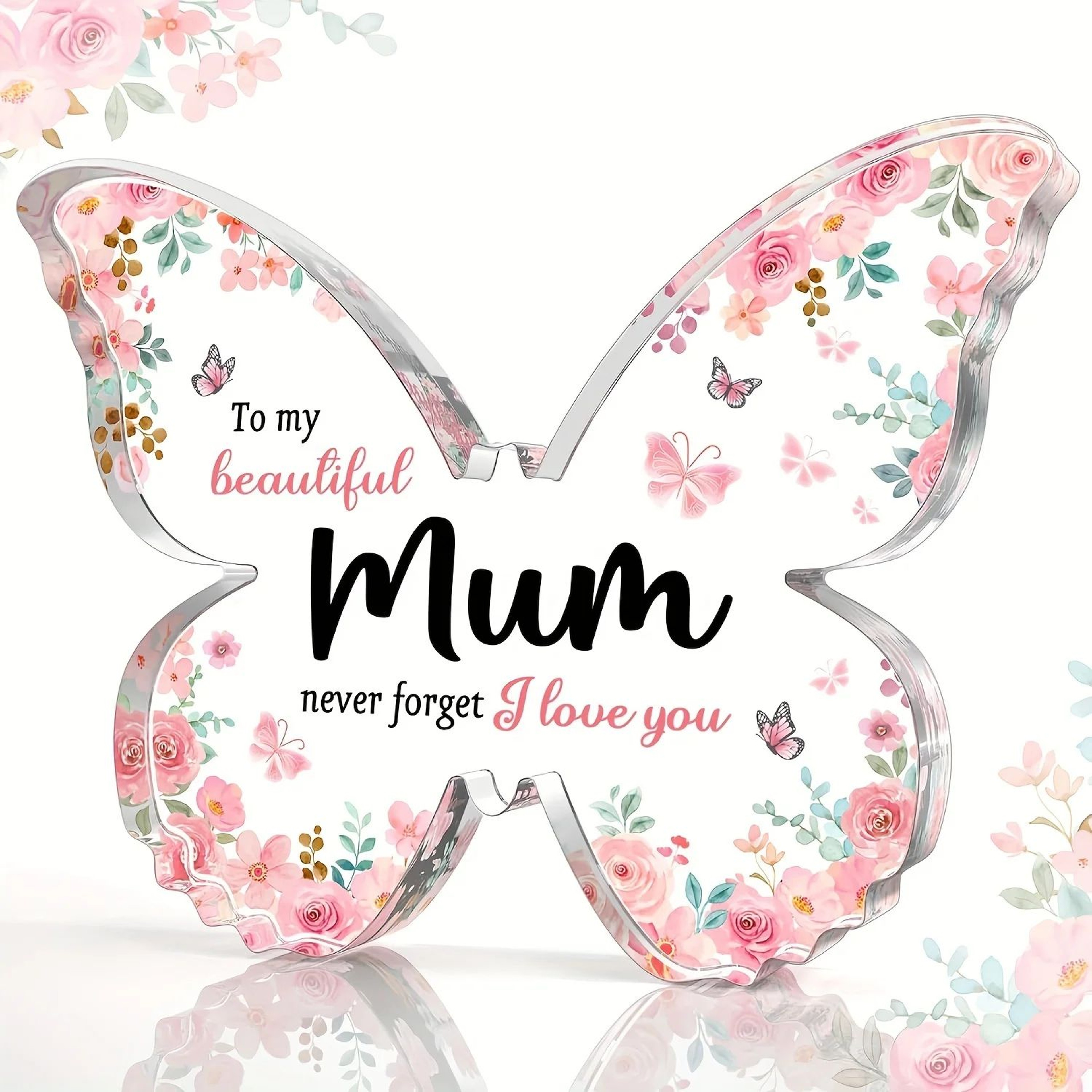 Butterfly Acrylic Plaque For Mum  Elegant Mothers Day  Birthday Gift Keepsake 0