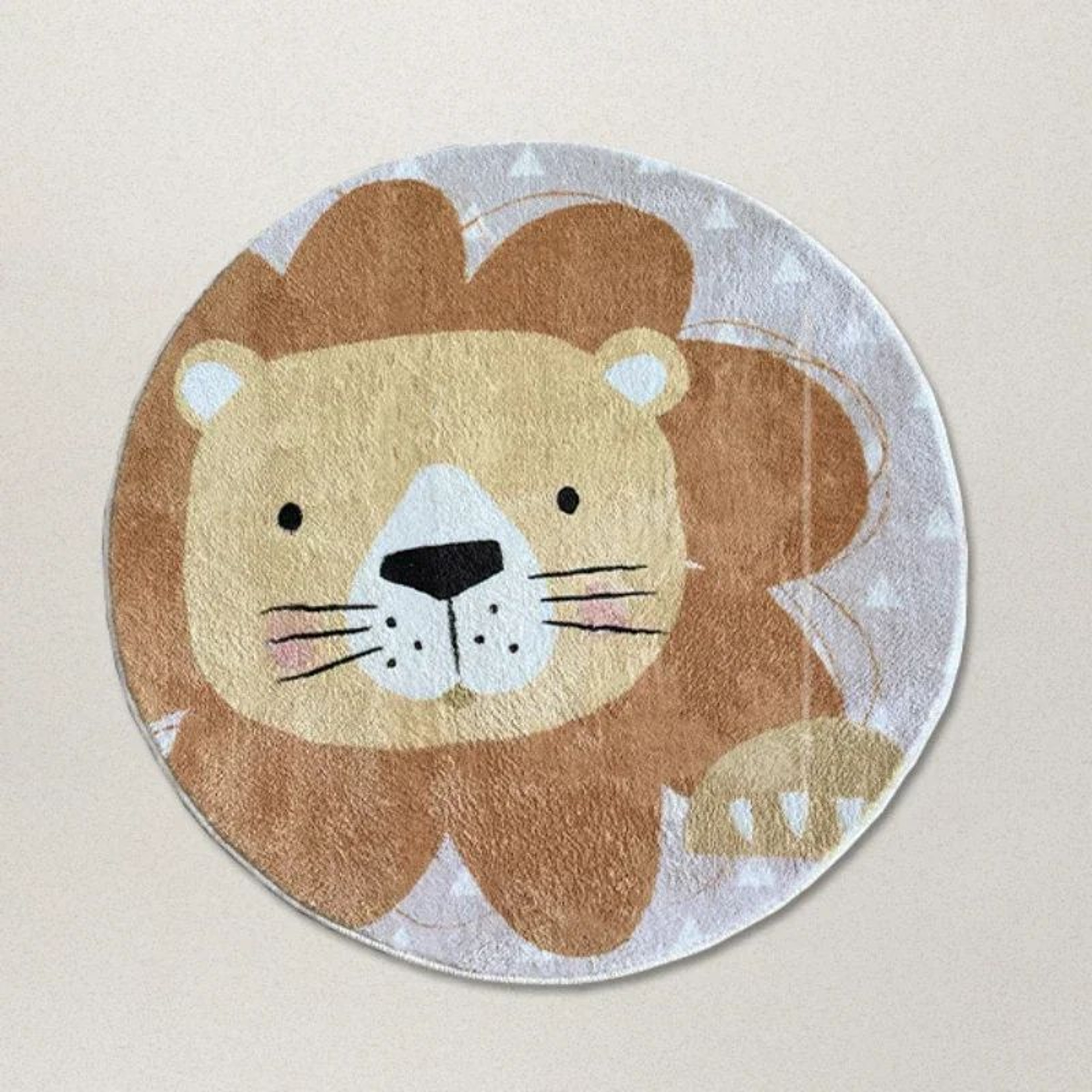 Cute Lion Round Plush Carpet  Soft Fluffy Kids Room Animal Rug For Living Room  Play Area 2