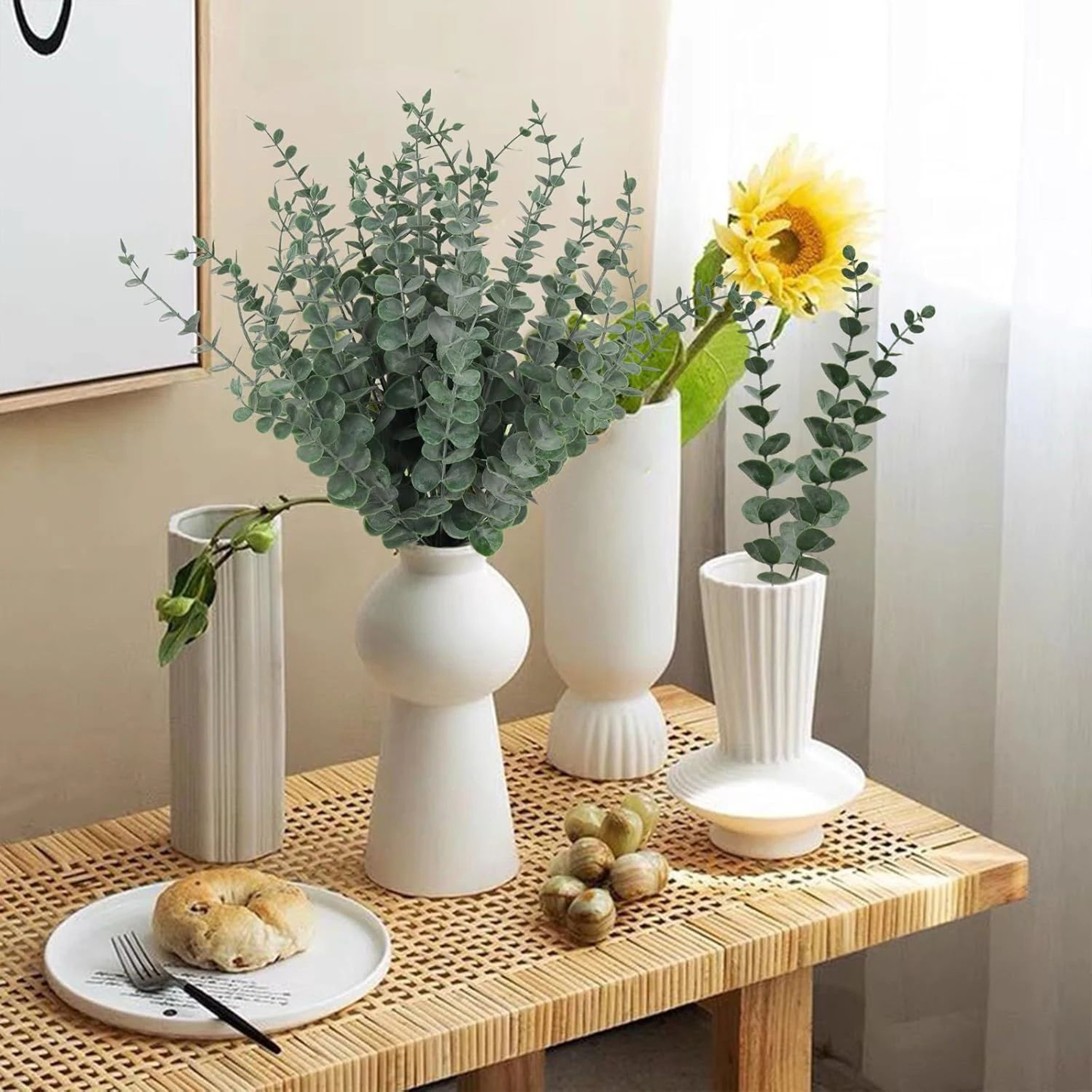 10100 Pcs Realistic Artificial Eucalyptus Leaves Stems  Faux Greenery For Home Wedding  DIY Decor 2