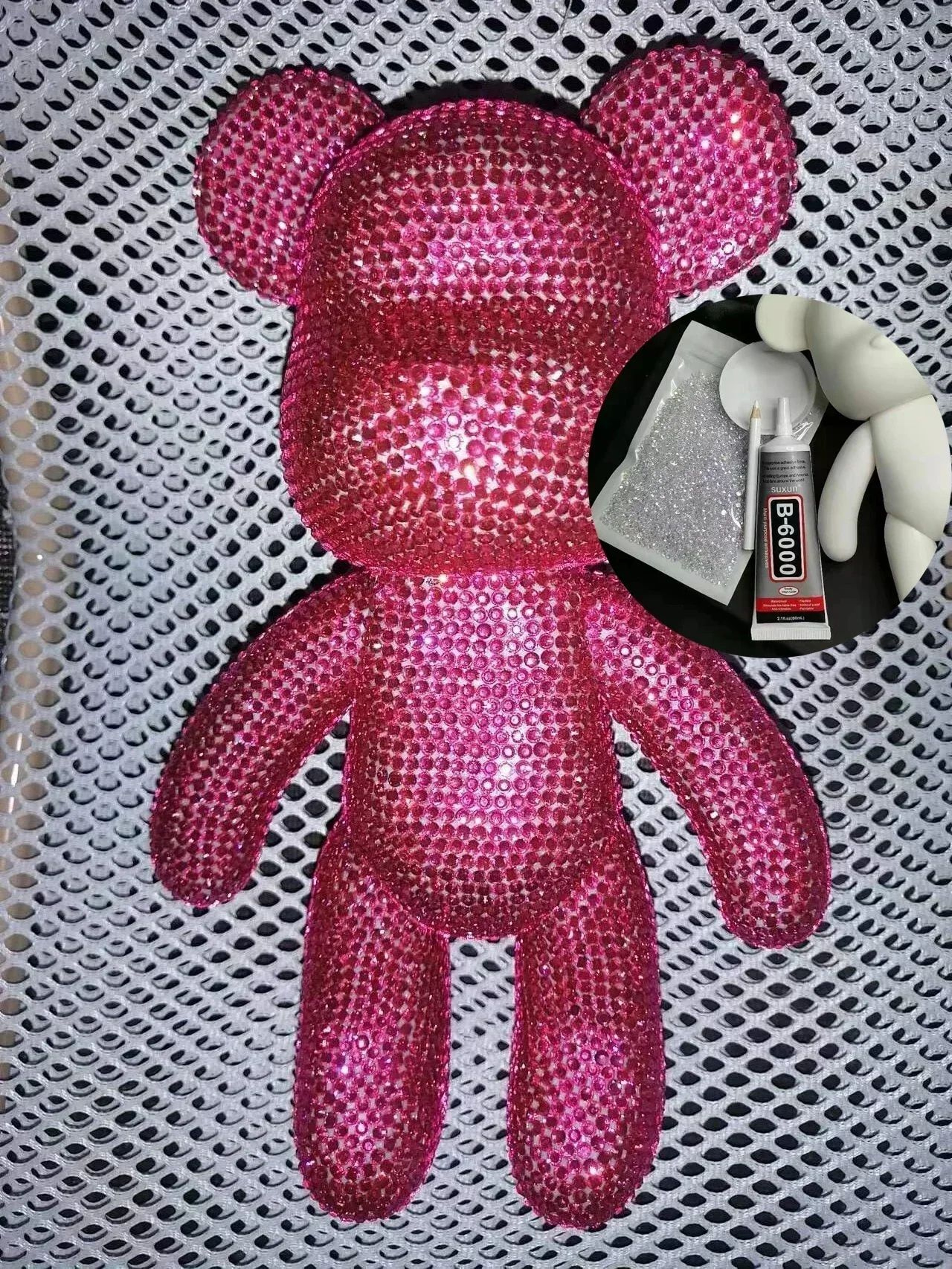 Fluorescent Diamond Bear Figurine  DIY Rhinestone Crystal Resin Bear Decor  Gift 3113 In 20